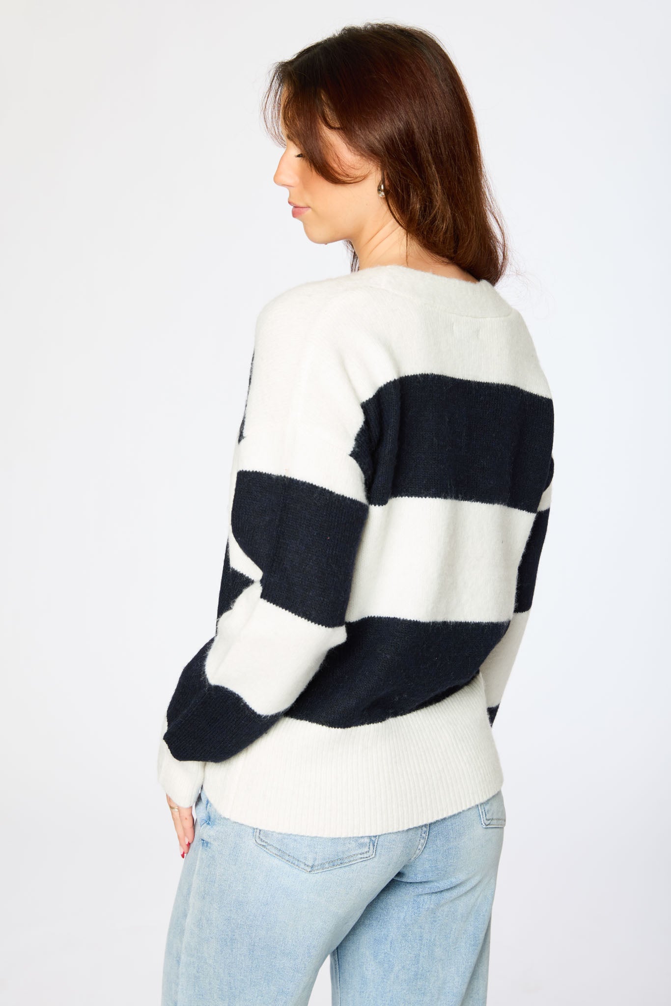 Rugby-Stripe Grandpa Cardigan