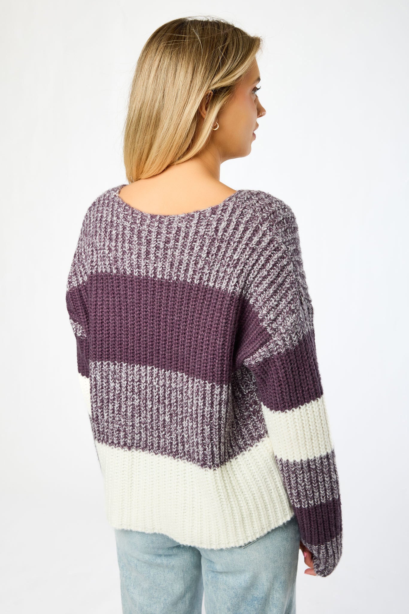 Fuzzy Stripe Crewneck Sweater