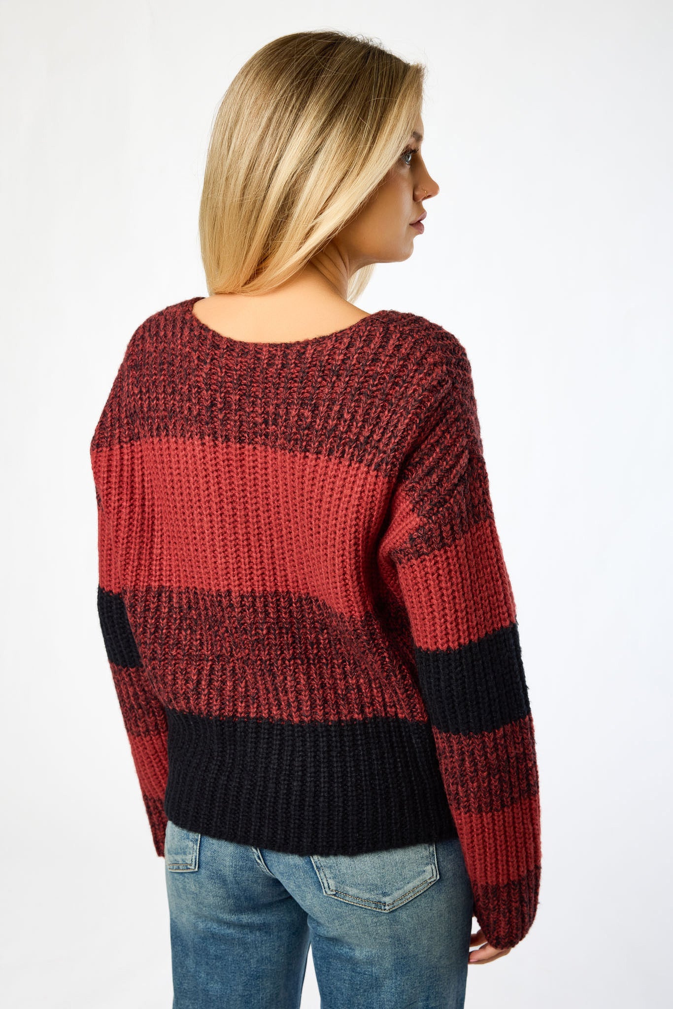 Fuzzy Stripe Crewneck Sweater
