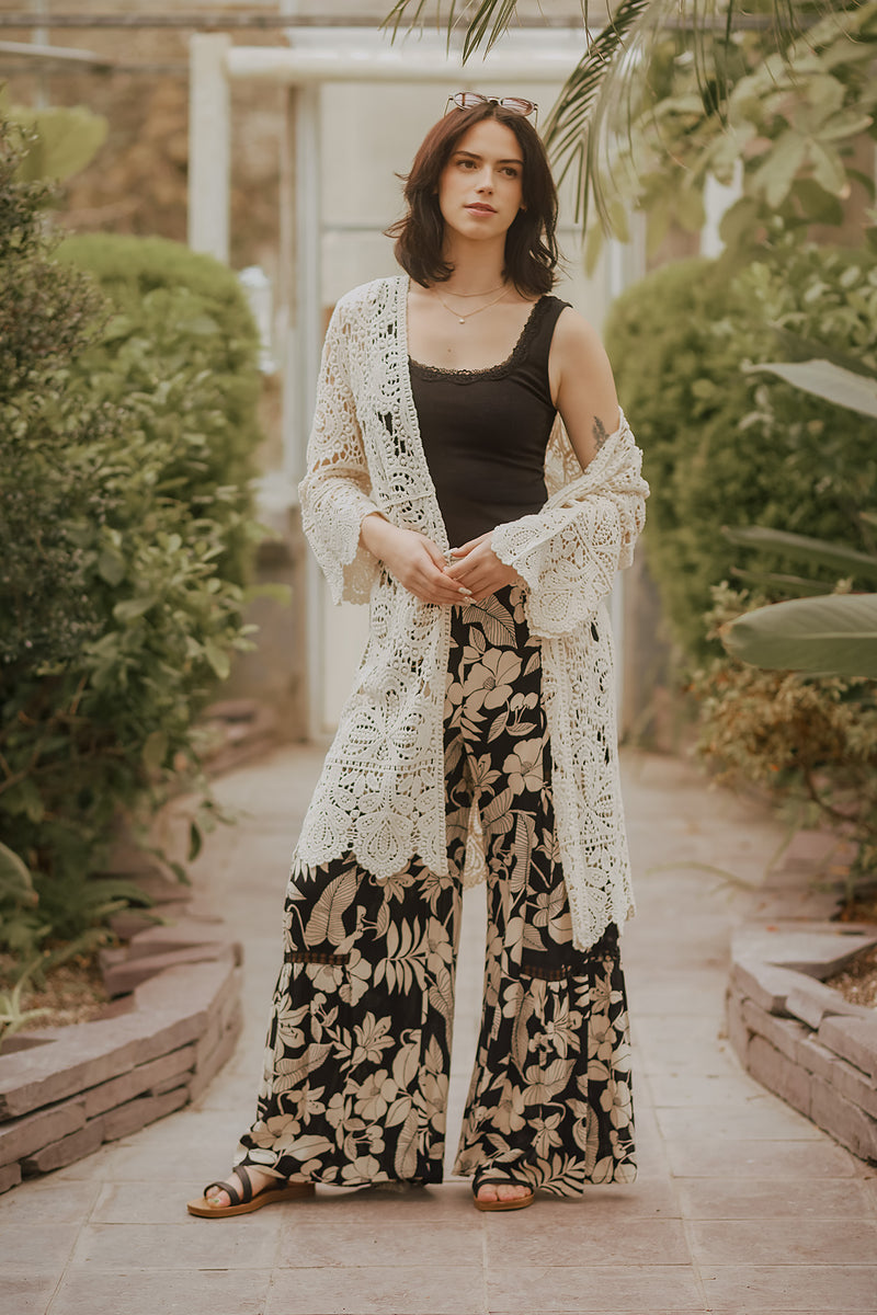 Crochet Bell-Sleeve Longline Cardigan – Eclipse