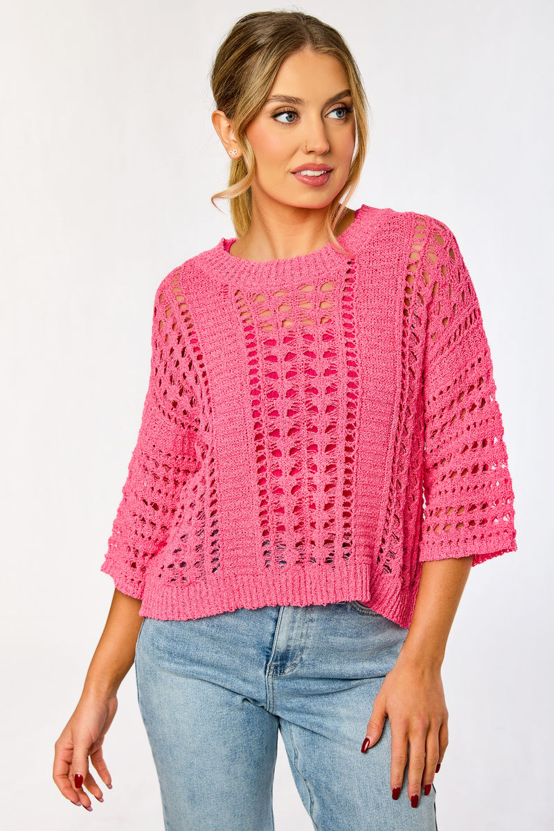 Open Knit Boxy Sweater – Eclipse