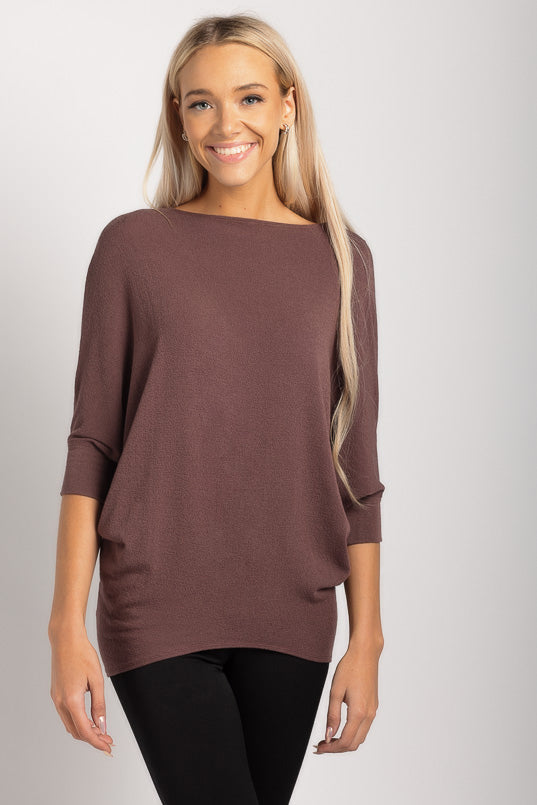 Chandail hacci manches 3/4 style chauve-souris