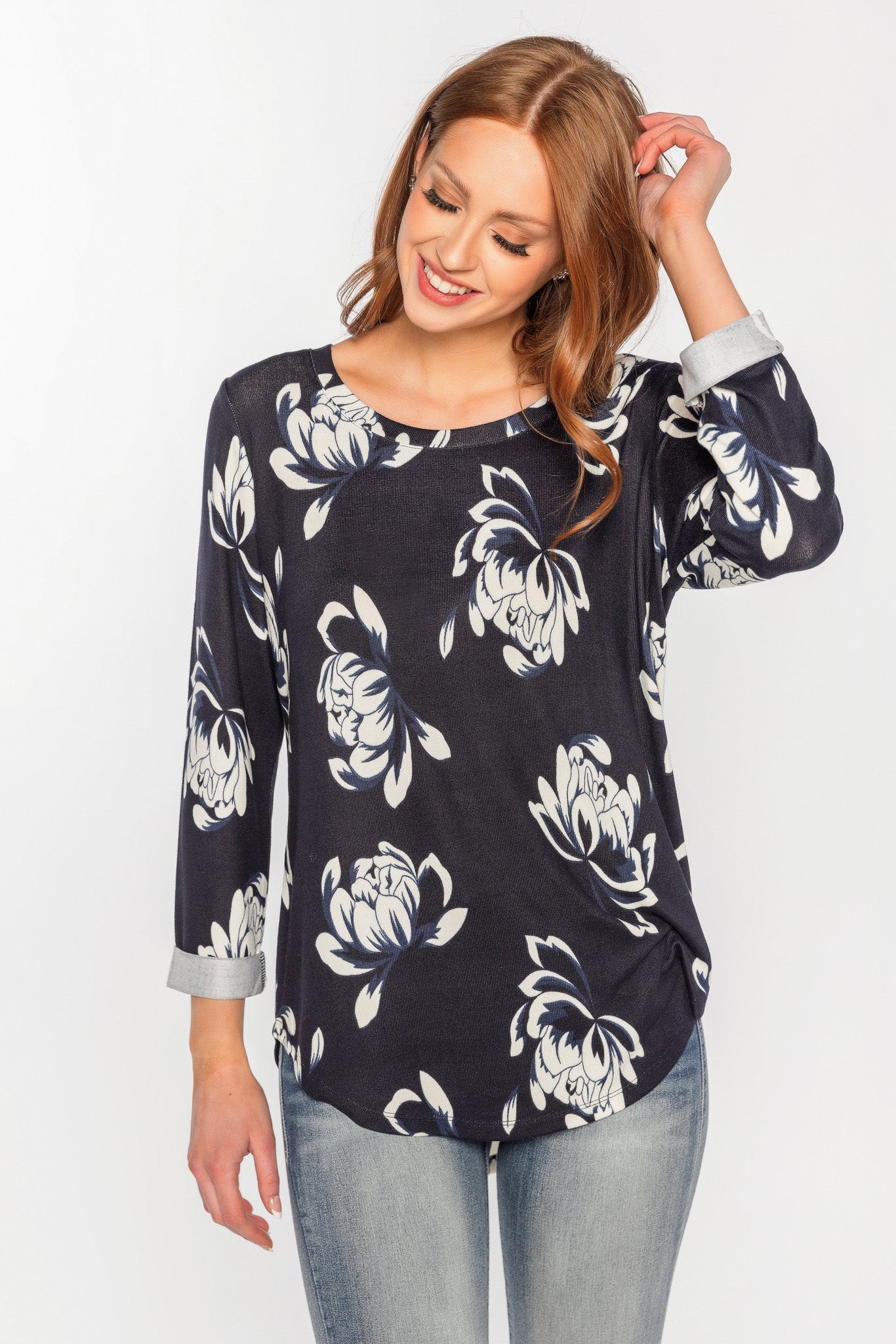 Chandail hacci motif floral
