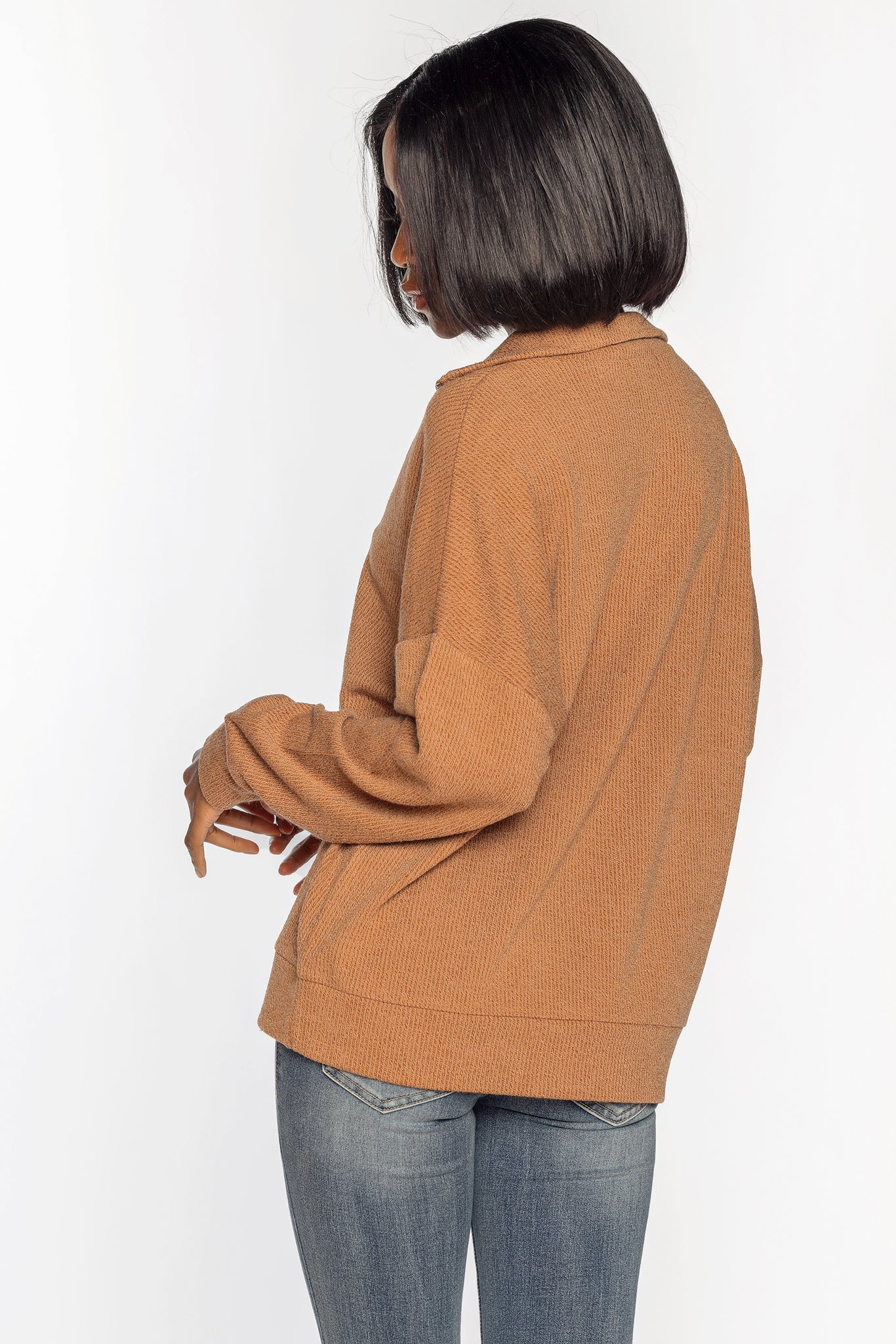 Hacci Half-Zip Long Sleeve Sweater