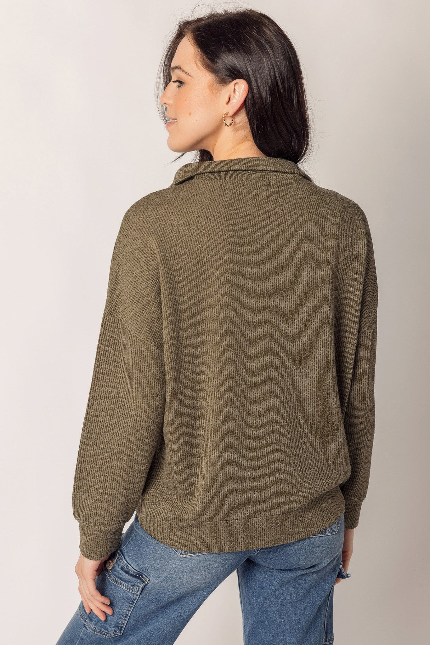 Hacci Half-Zip Long Sleeve Sweater