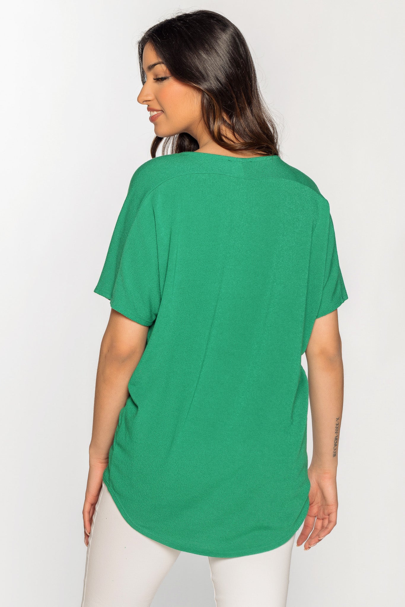 Scoop Neck Dolman Sleeve High Low Top