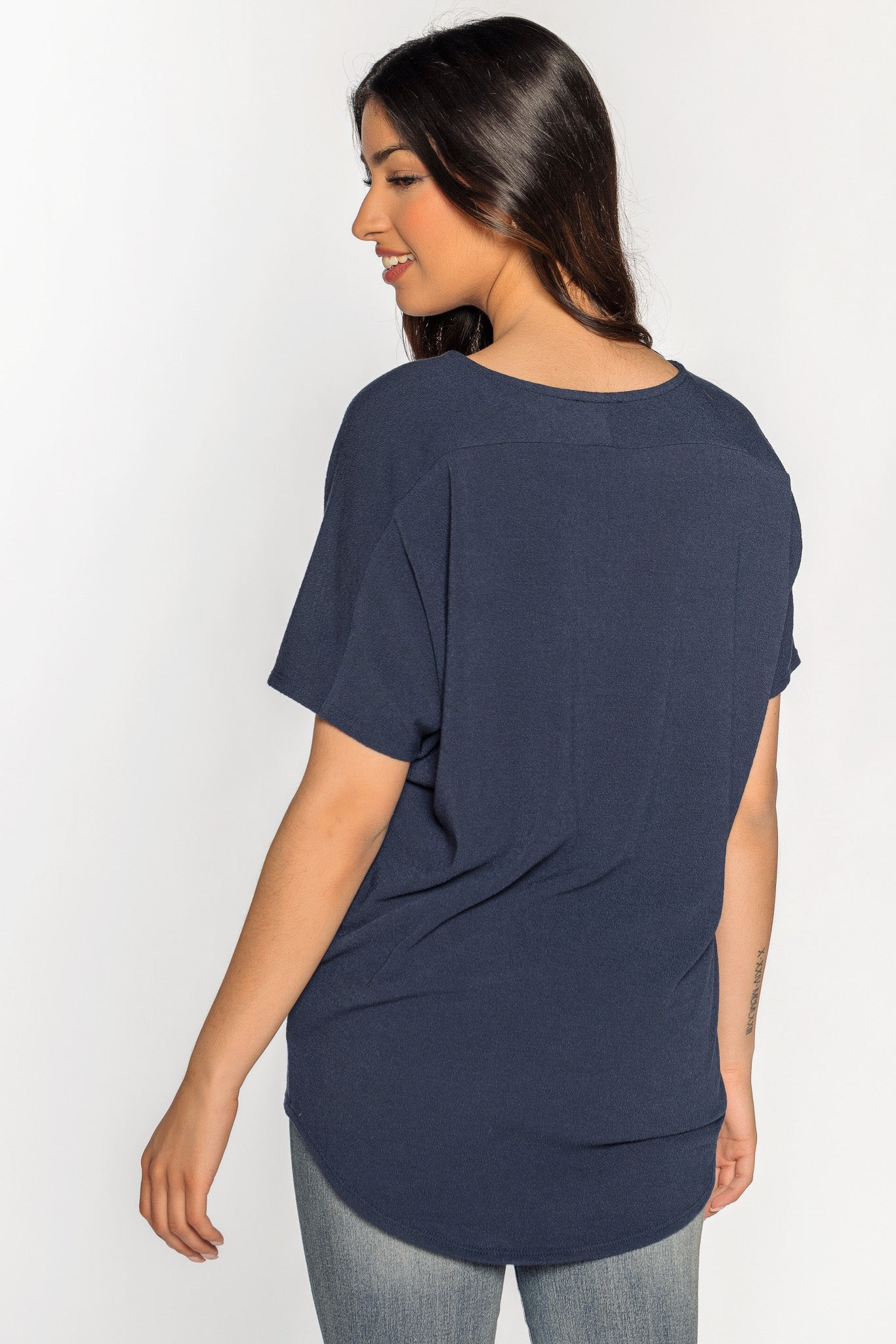 Scoop Neck Dolman Sleeve High Low Top