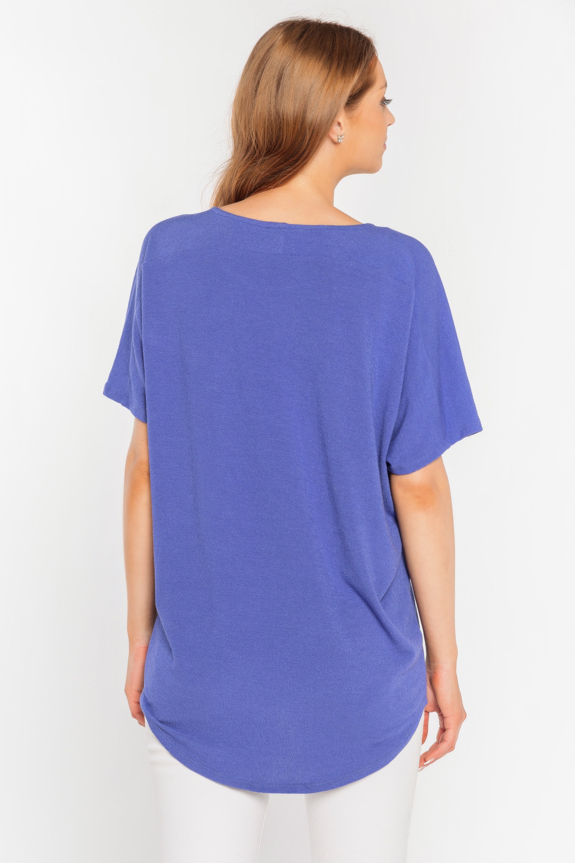 Scoop Neck Dolman Sleeve High Low Top