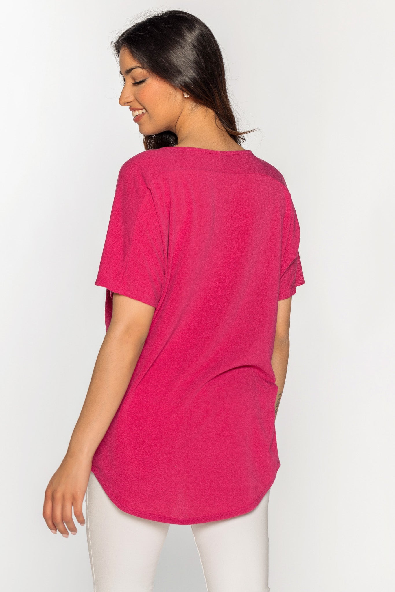 Scoop Neck Dolman Sleeve High Low Top