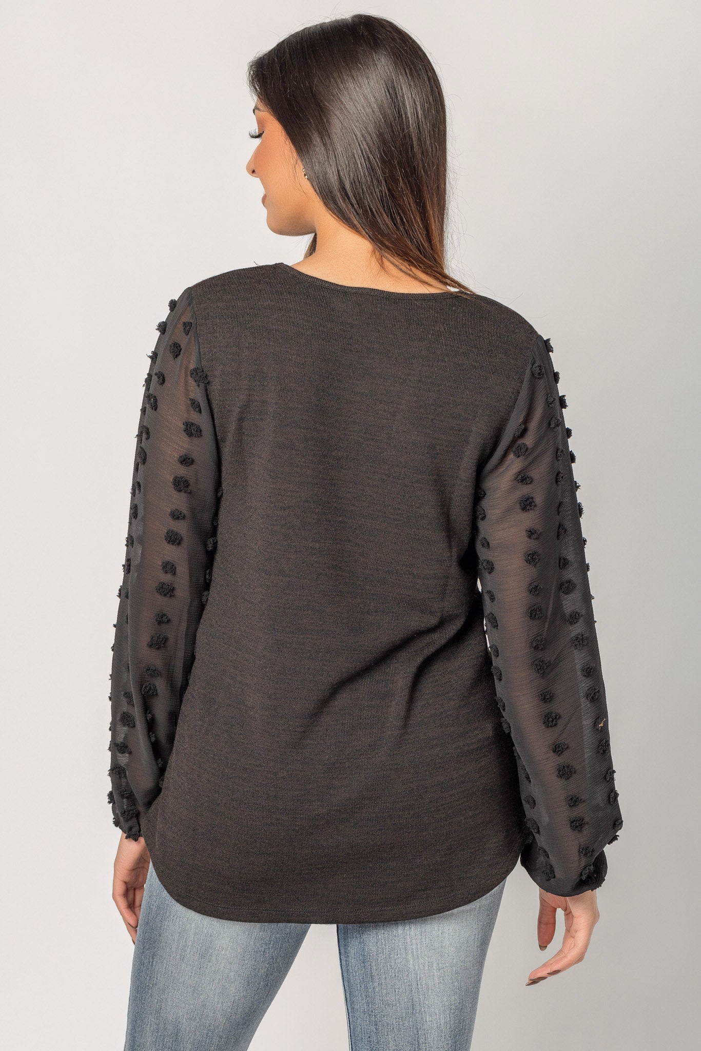 Swiss Dot Balloon Sleeve Sweater