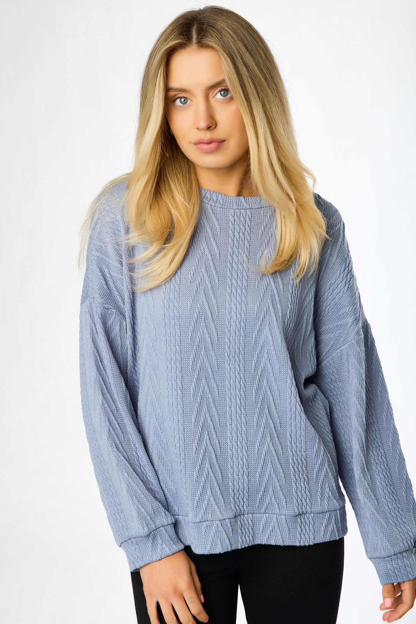 Cable Knit Balloon Sleeve Sweater