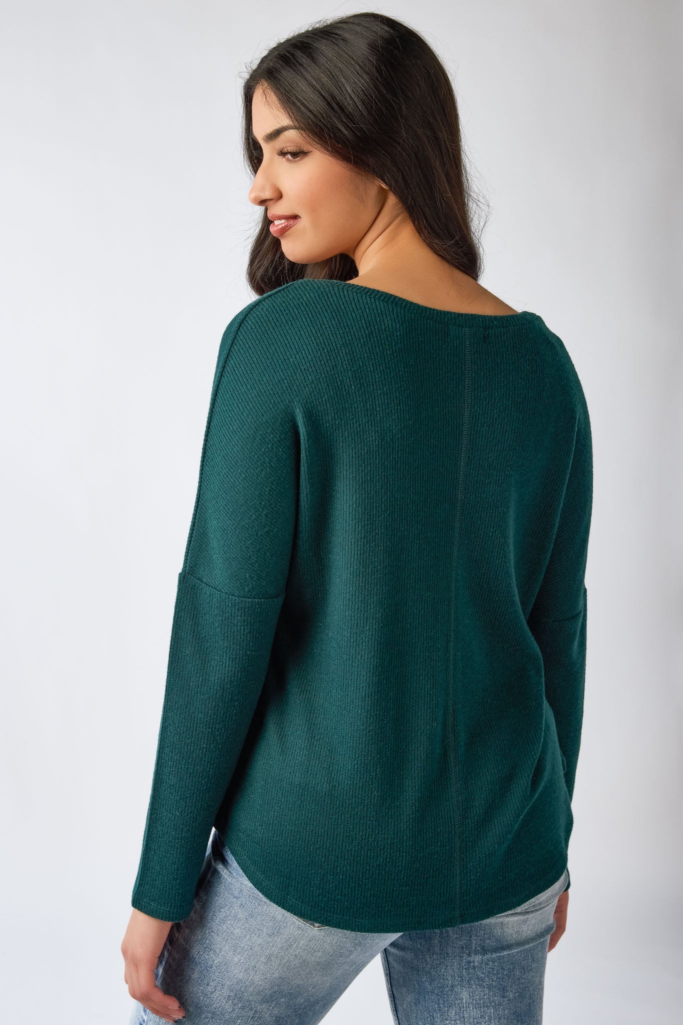 Rib V-neck Hacci Sweater