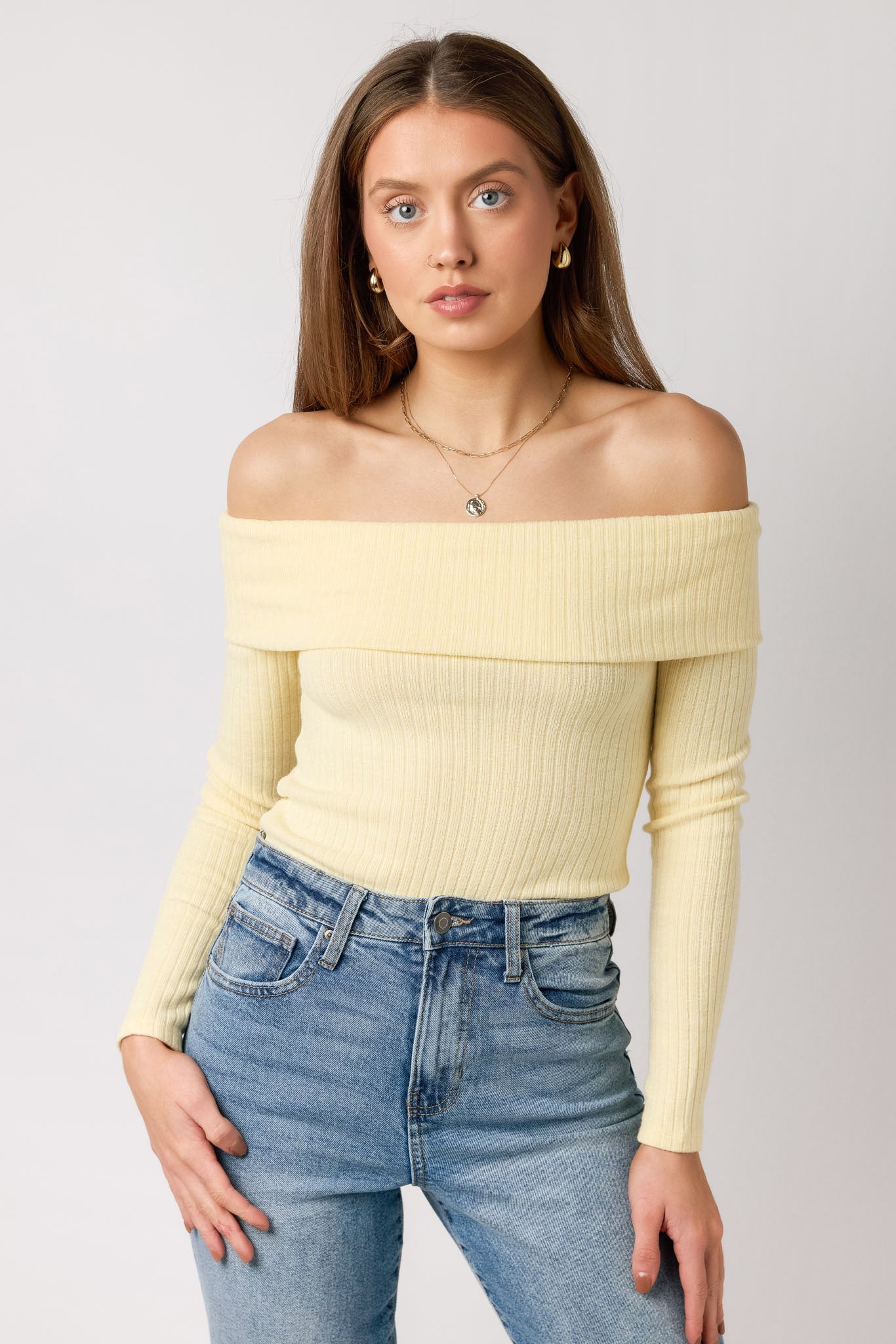 Ribbed Off-The-Shoulder Sweater