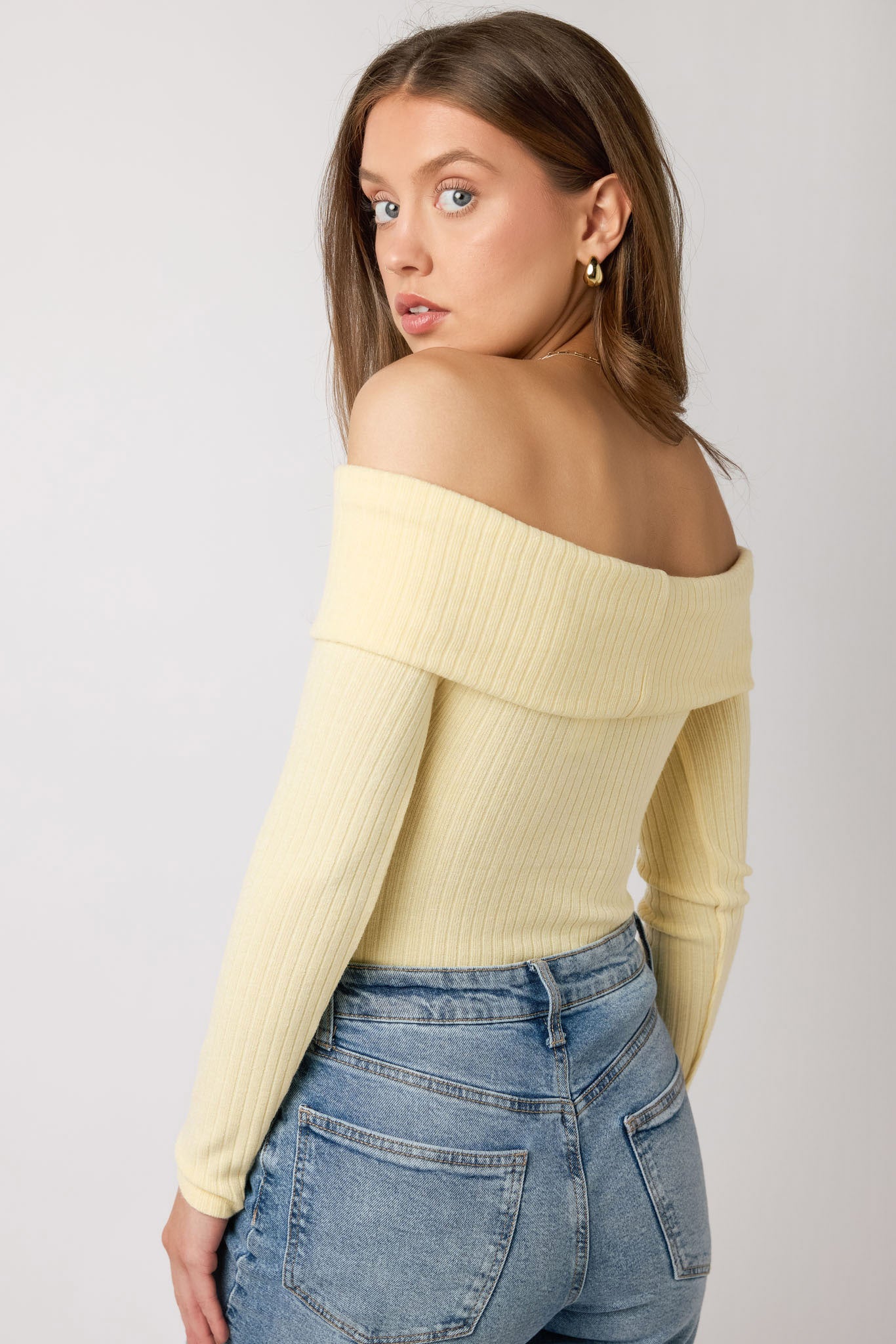 Ribbed Off-The-Shoulder Sweater