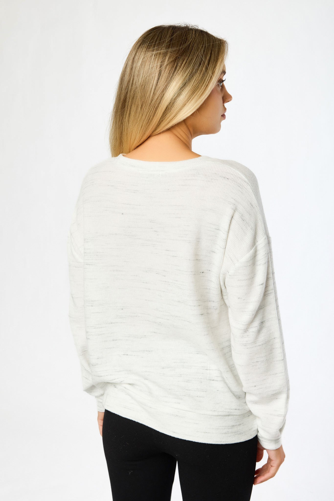 Brushed Space-Dye Long-Sleeve Sweater