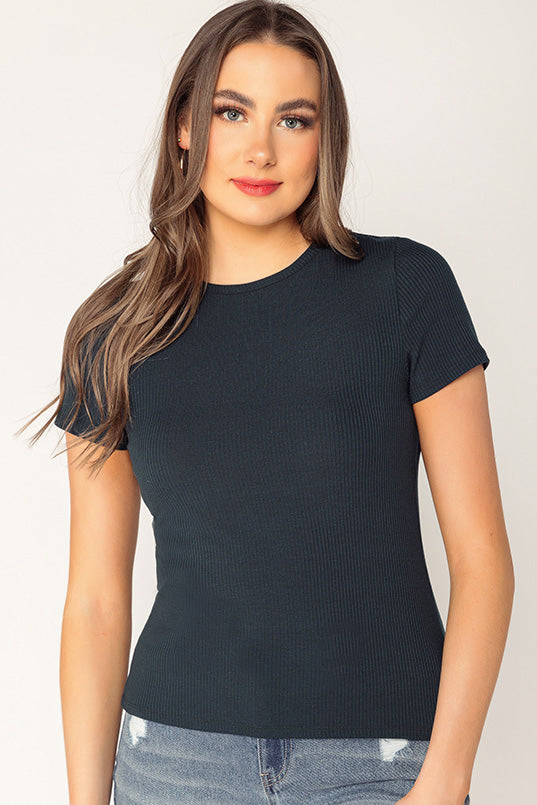 Rib Short Sleeve Crewneck Tee