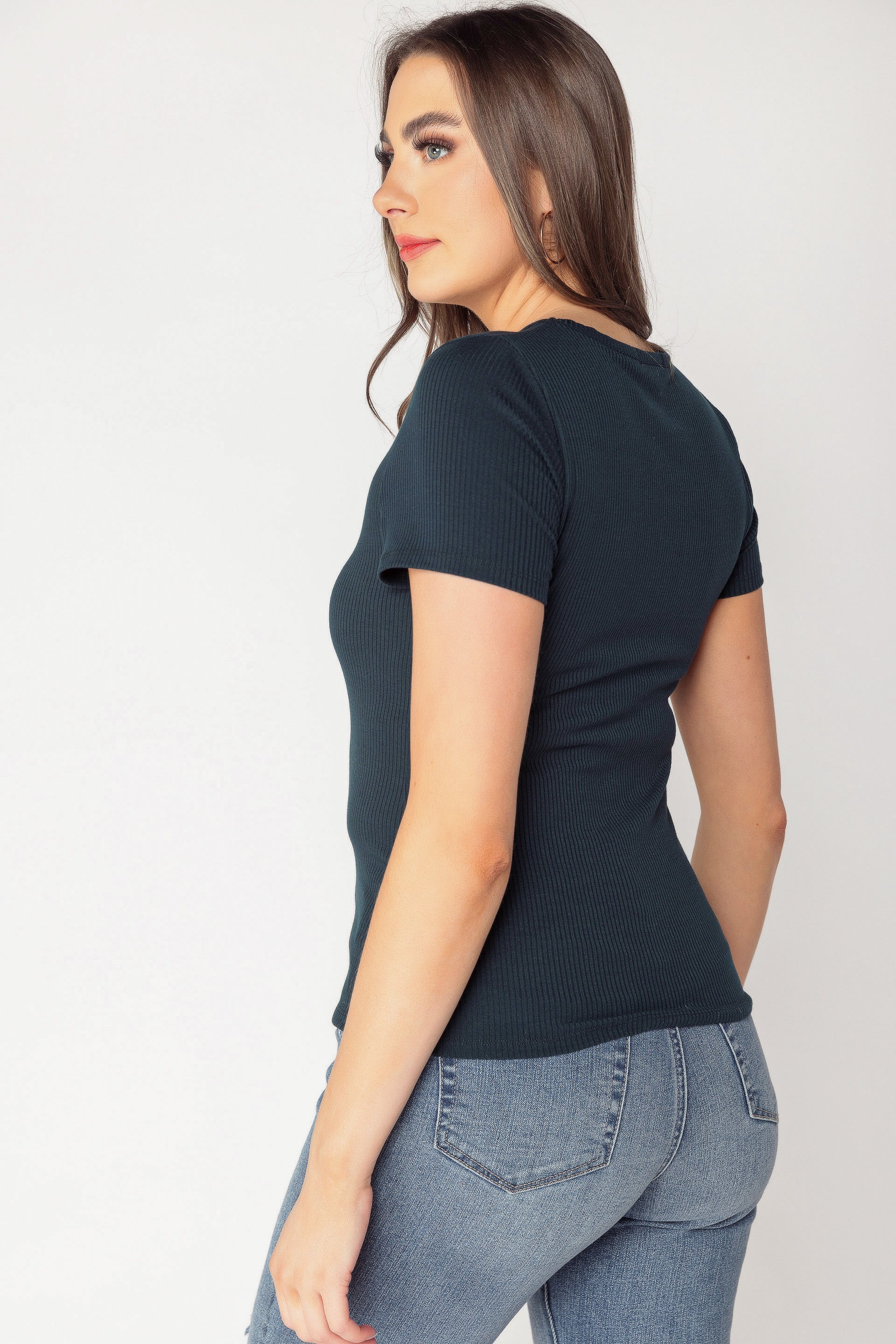 Rib Short Sleeve Crewneck Tee