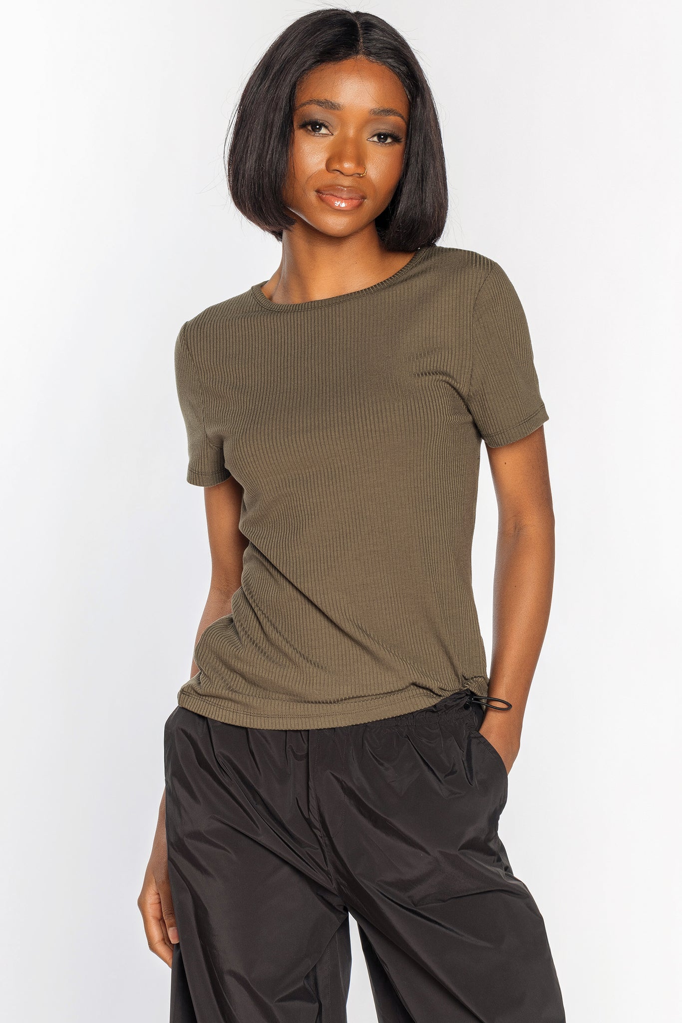 Rib Short Sleeve Crewneck Tee