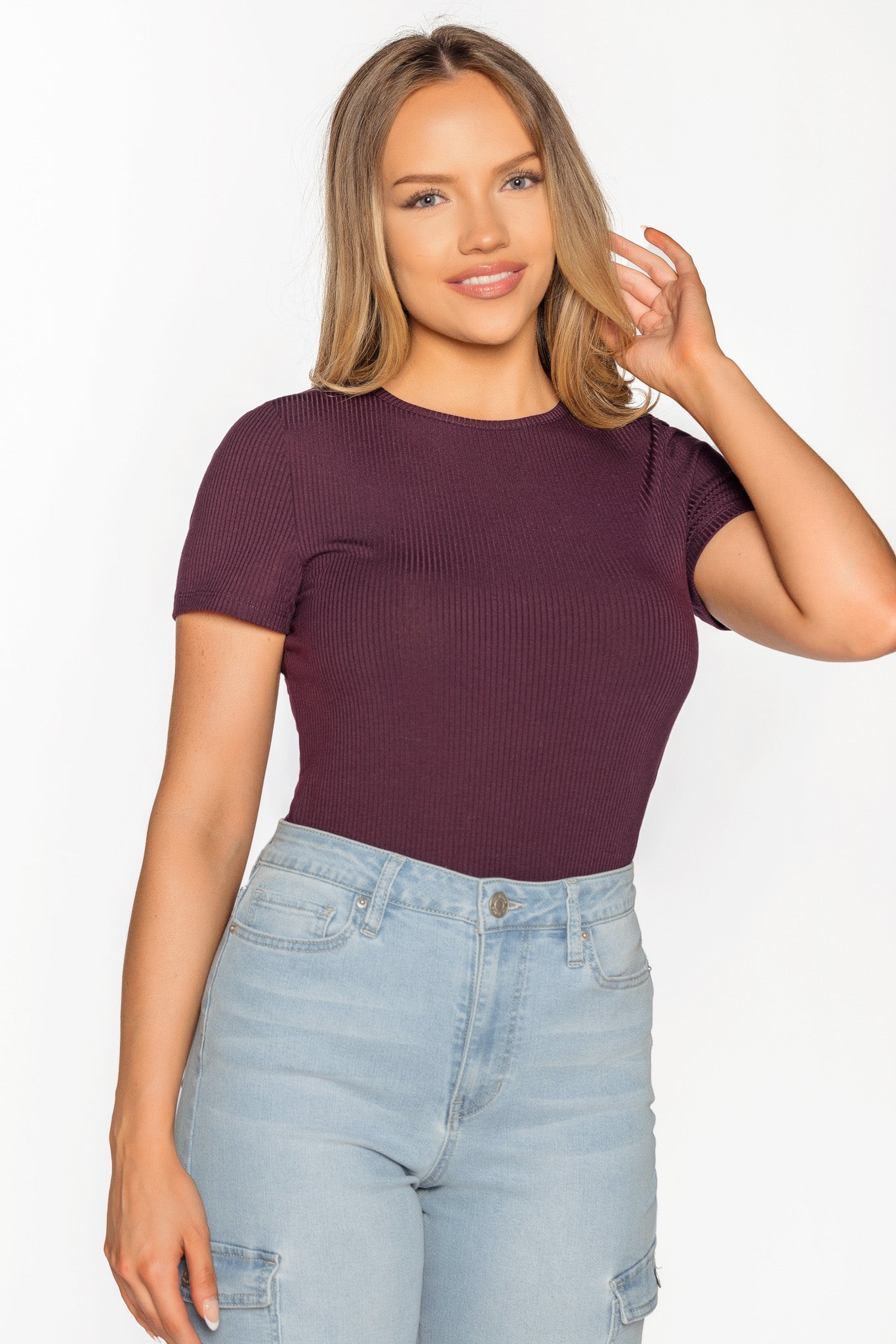 Rib Short Sleeve Crewneck Tee