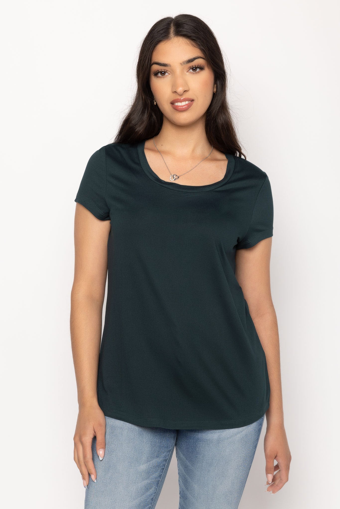T-shirt brossé col dégagé à mancherons