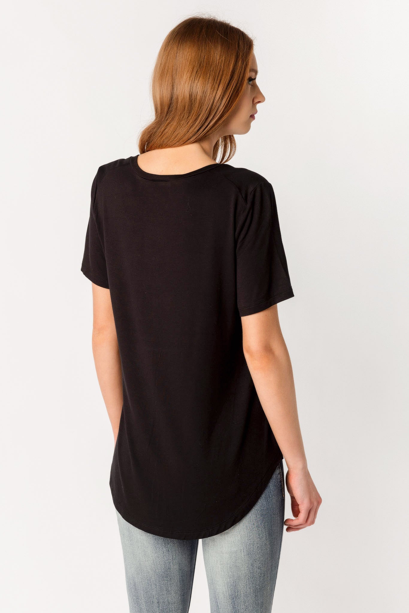 T-shirt col en V à mancherons