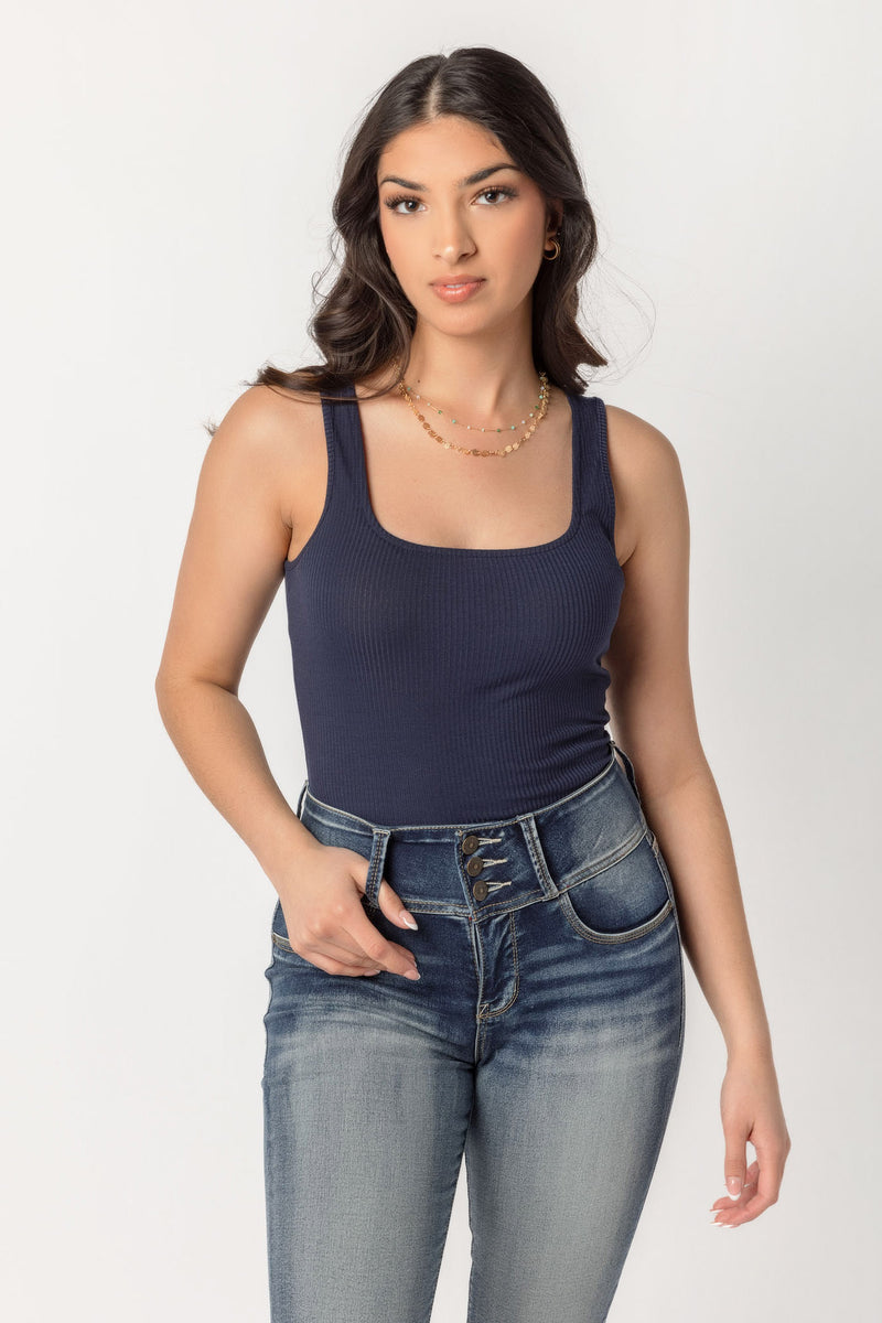 Brushed Double Layer Square Neck Tank