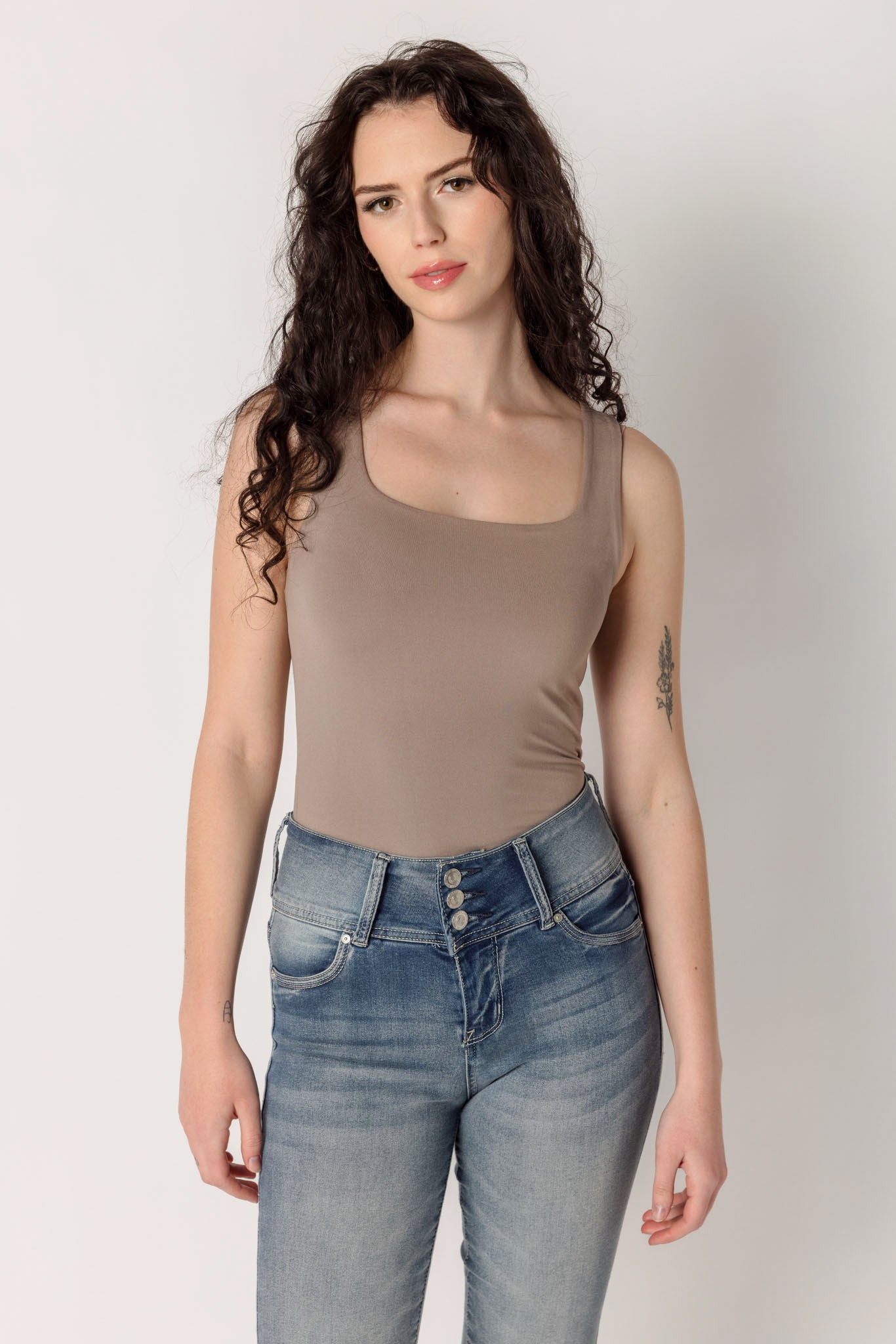 Brushed Double Layer Square Neck Tank