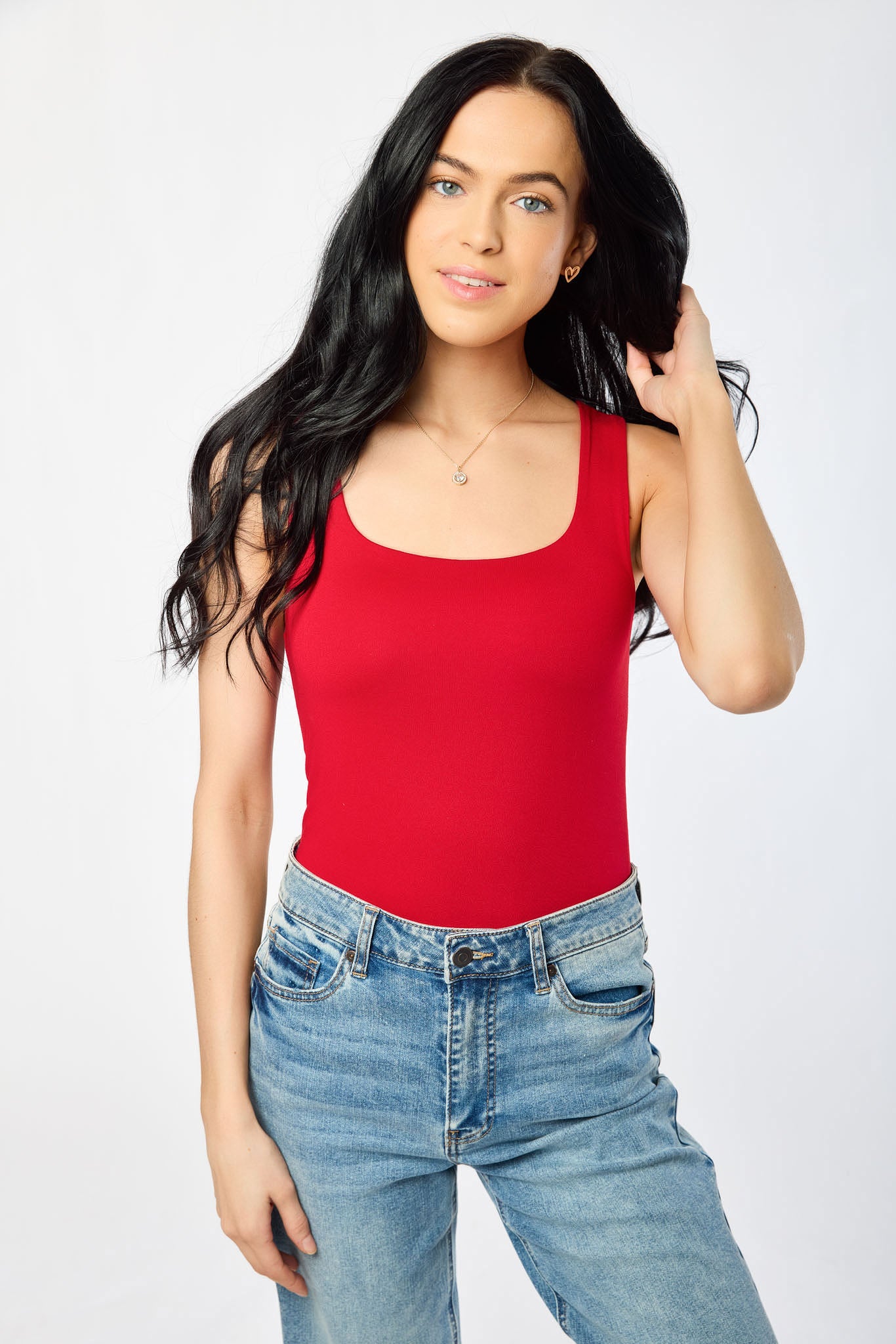 Camisole brossée double épaisseur à col carré