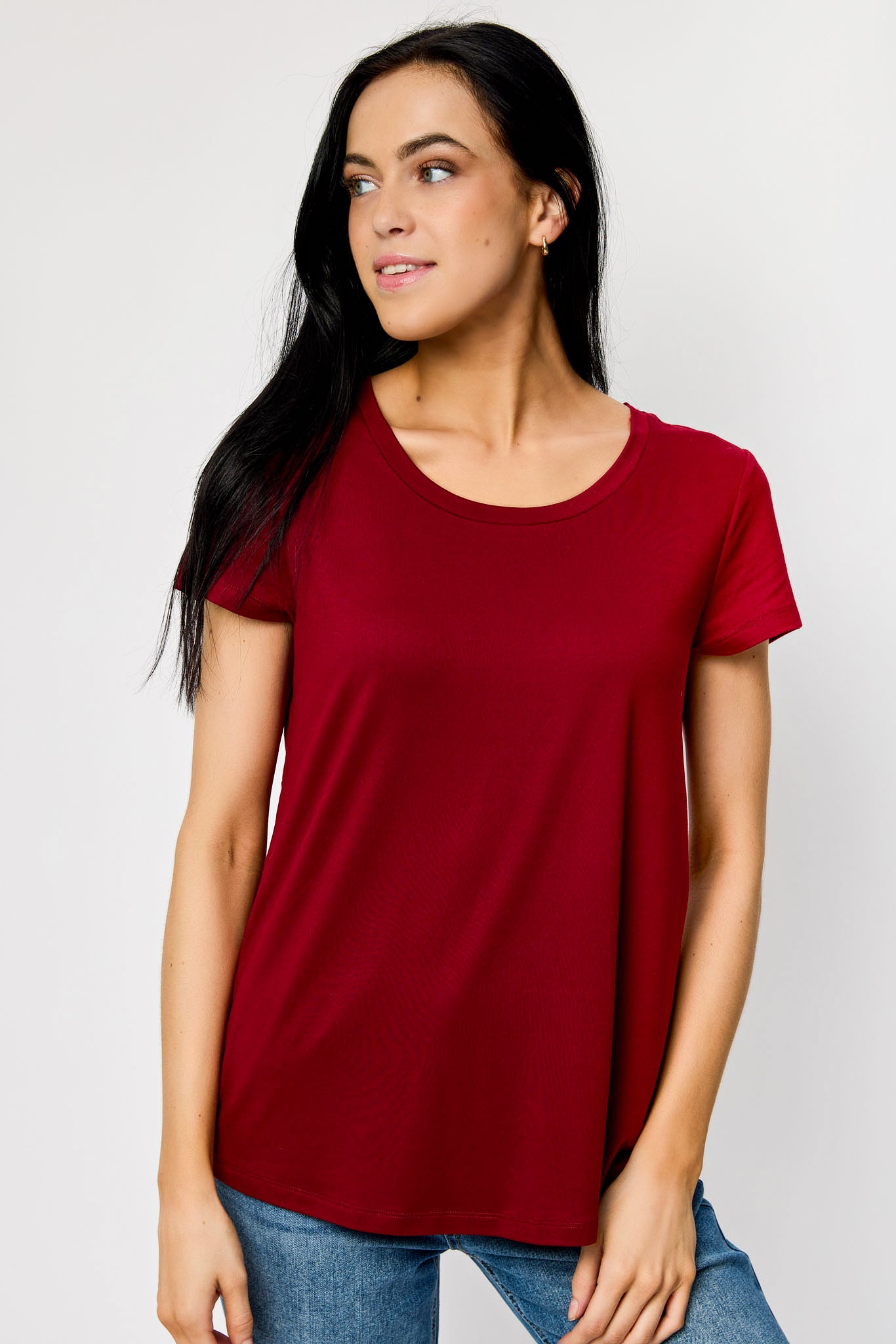Cap-Sleeve Scoopneck Tee