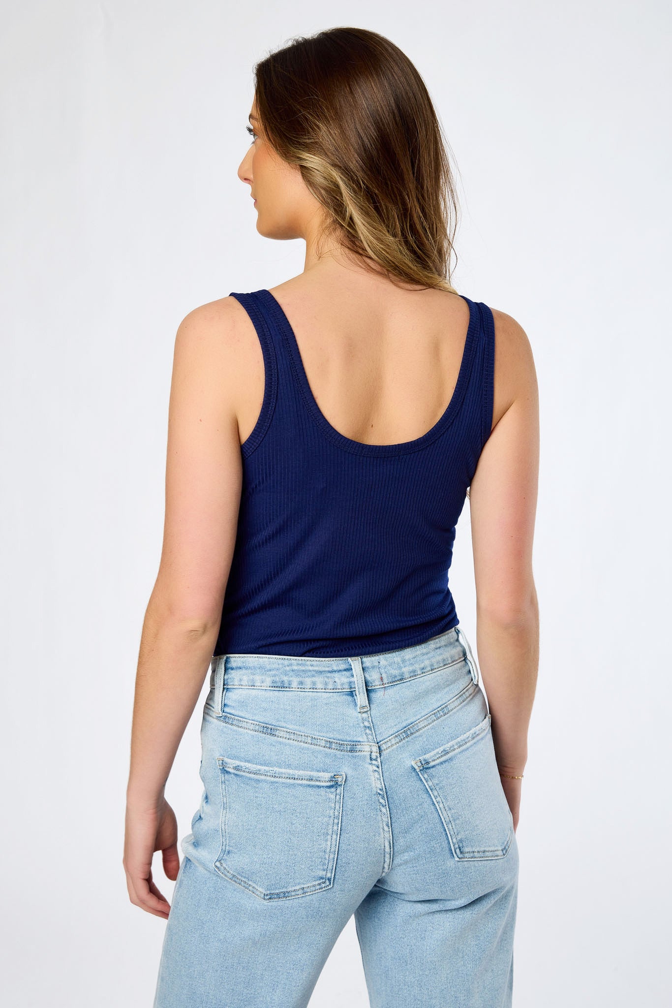 Ribbed Henley Tank Top – Eclipse