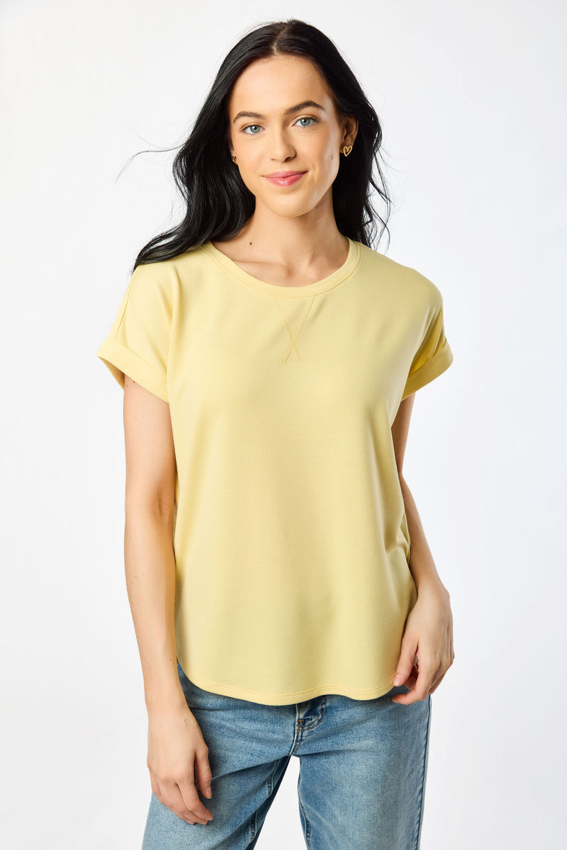 トップス Andequal slit design over sweat Short-Sleeve Sweatshirt with Side Slits – Eclipse