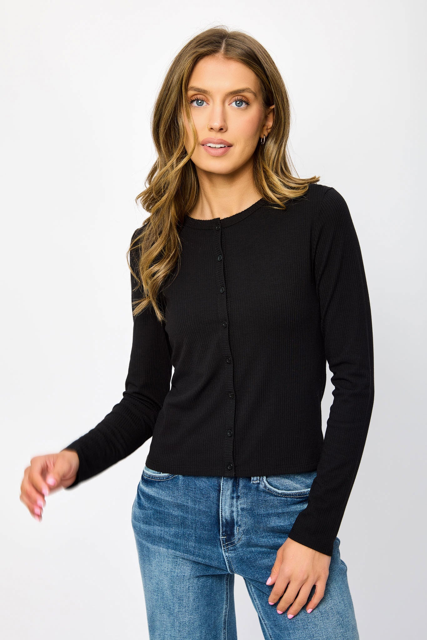 Cardigan boutonné côtelé