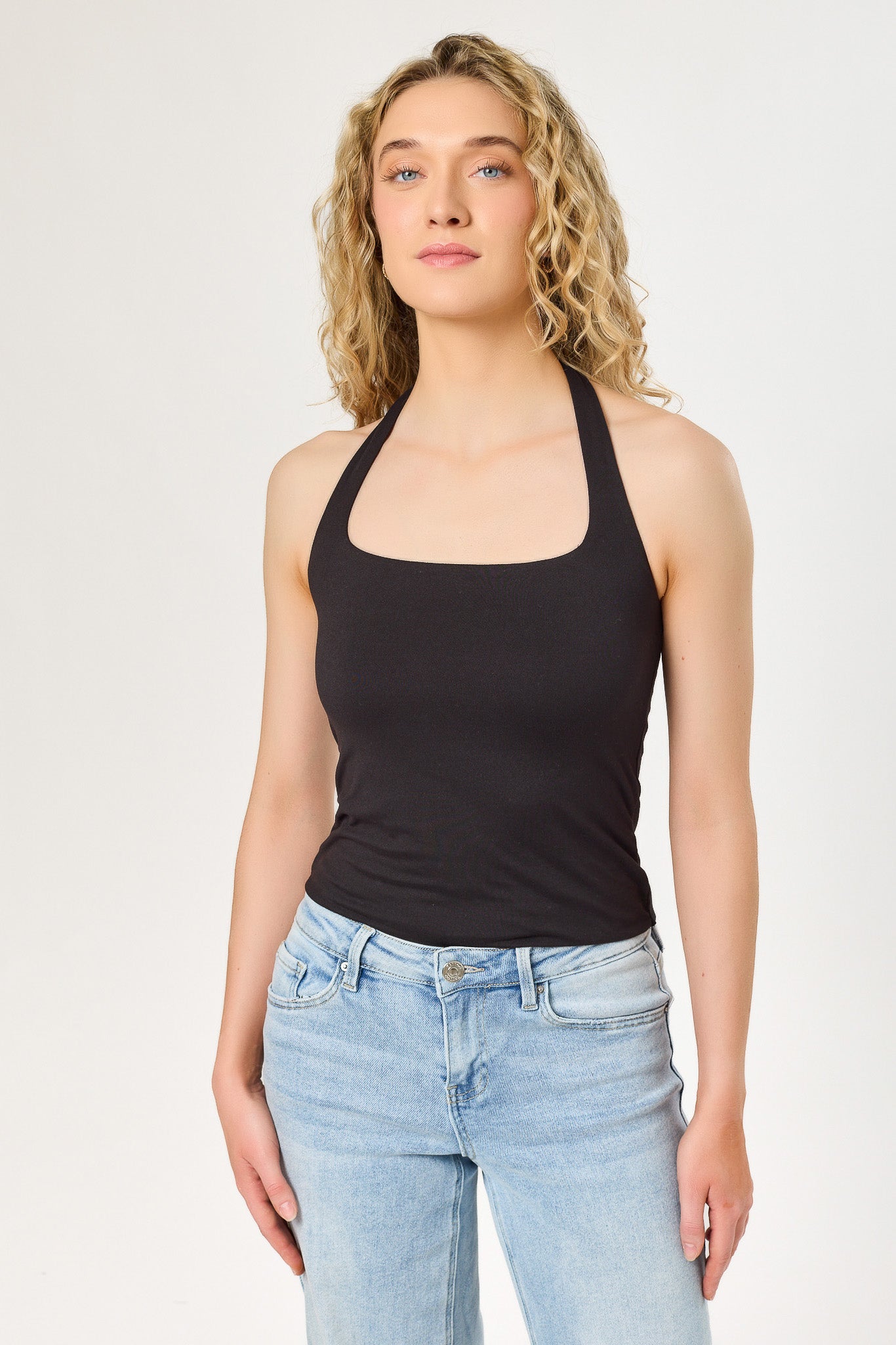 Brushed Square-Neck Halter Top – Eclipse