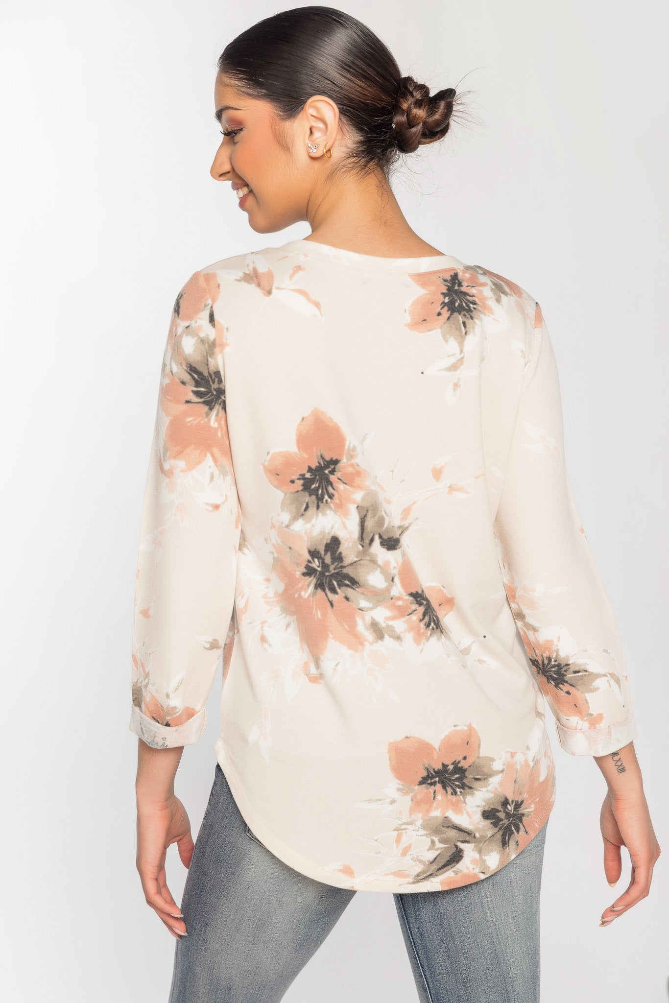 Haut french terry à fleurs
