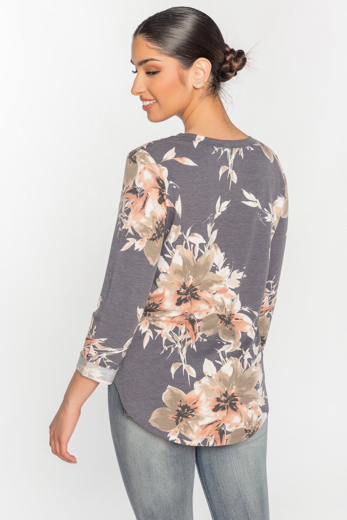 Haut french terry à fleurs