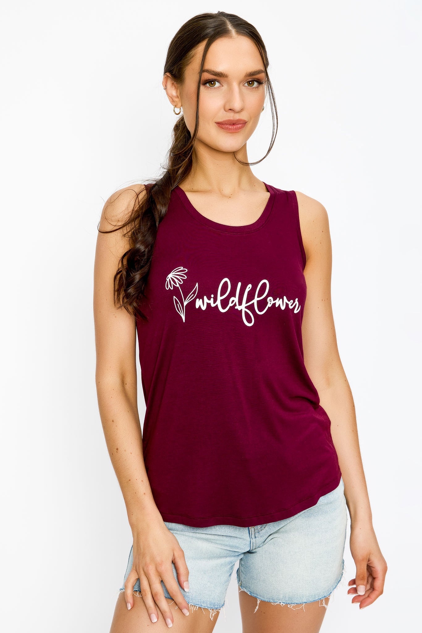 Camisole imprimée de « Wildflower » avec ourlet en effet queue-de-pie