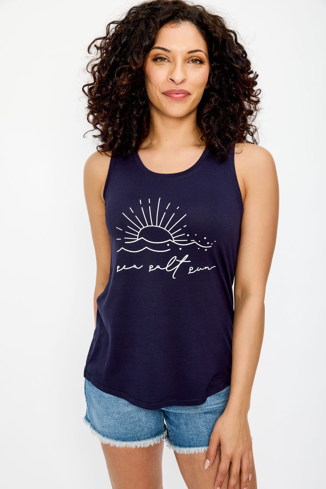 Camisole imprimée de « Sea Salt Sun » avec ourlet en effet queue-de-pie