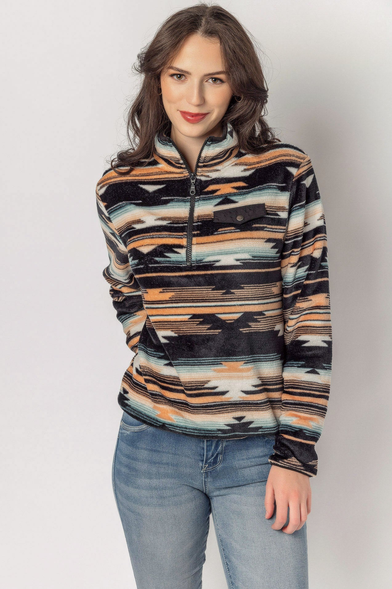 Wallflower Cambridge Desert Geometric 1/4 Zip Up