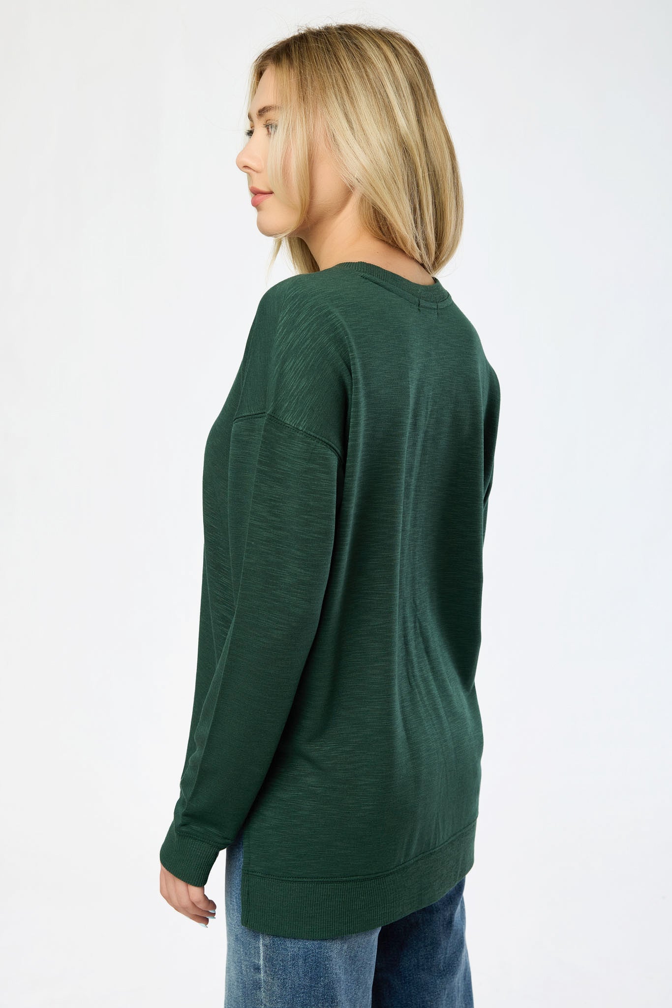 Fleece Sweatshirt with Side Slits