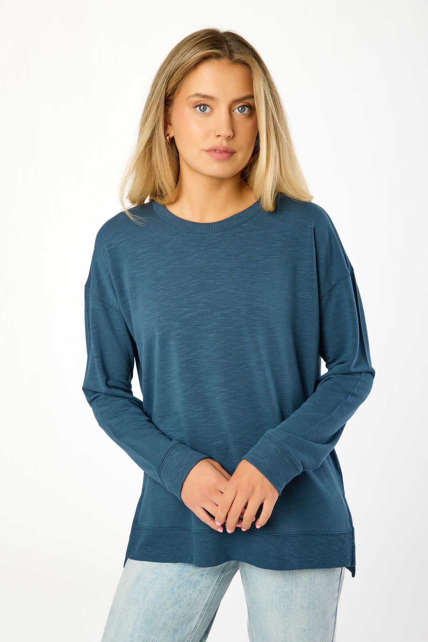 Fleece Sweatshirt with Side Slits