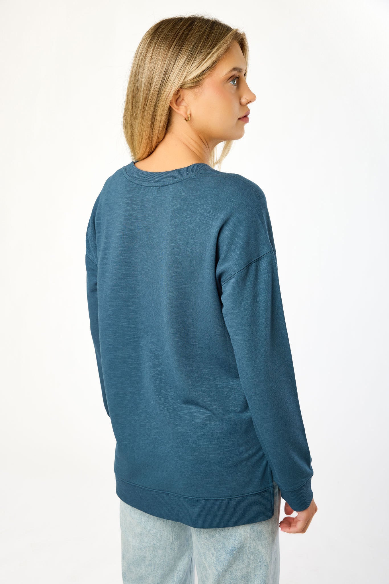 Fleece Sweatshirt with Side Slits