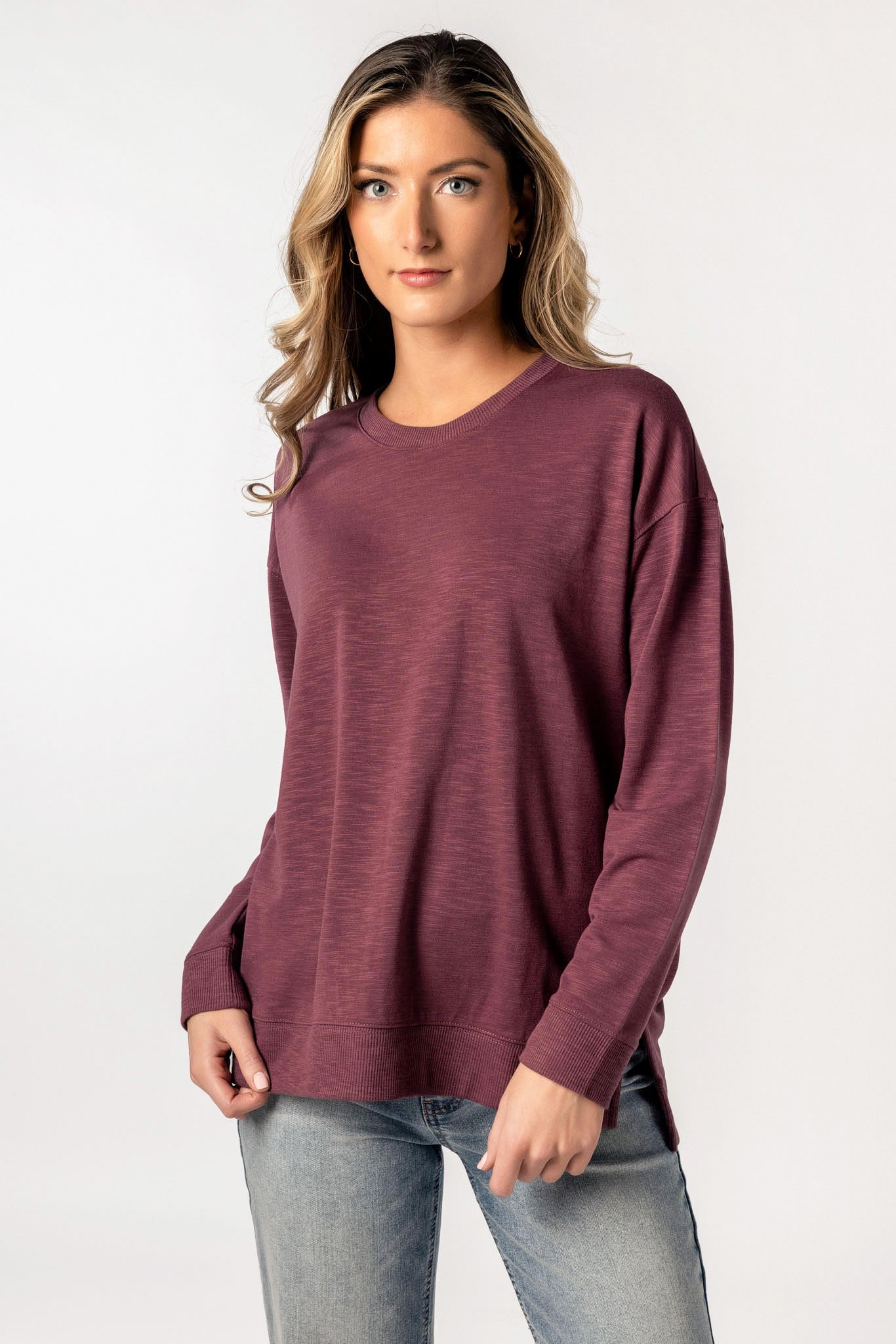 Fleece Sweatshirt with Side Slits