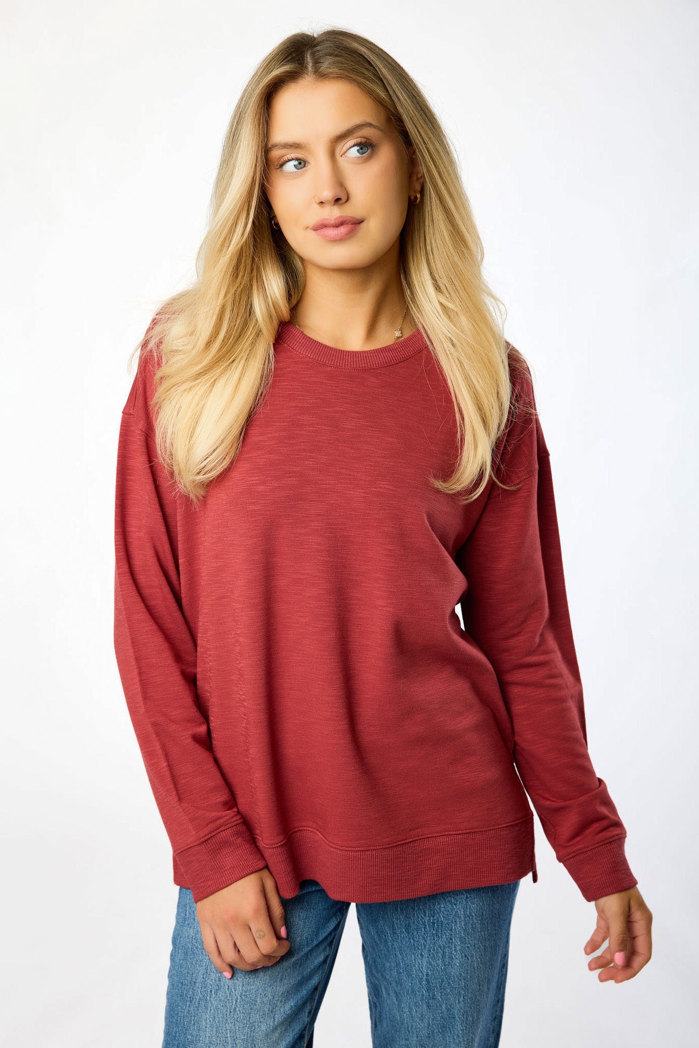 Fleece Sweatshirt with Side Slits
