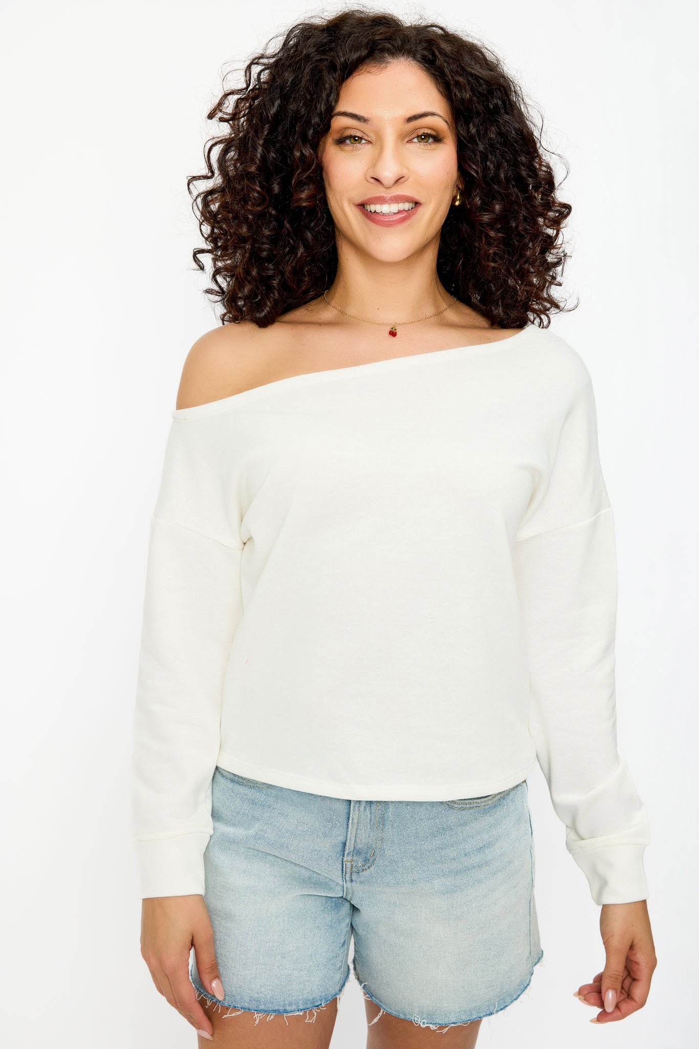 Terry Off-The-Shoulder Sweatshirt