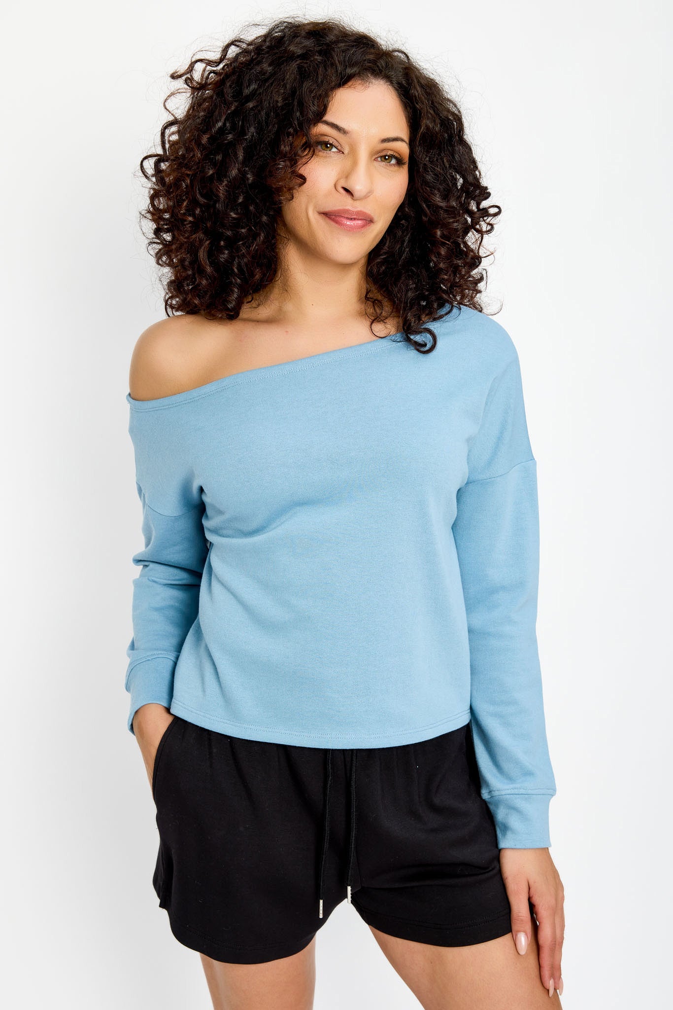 Terry Off-The-Shoulder Sweatshirt