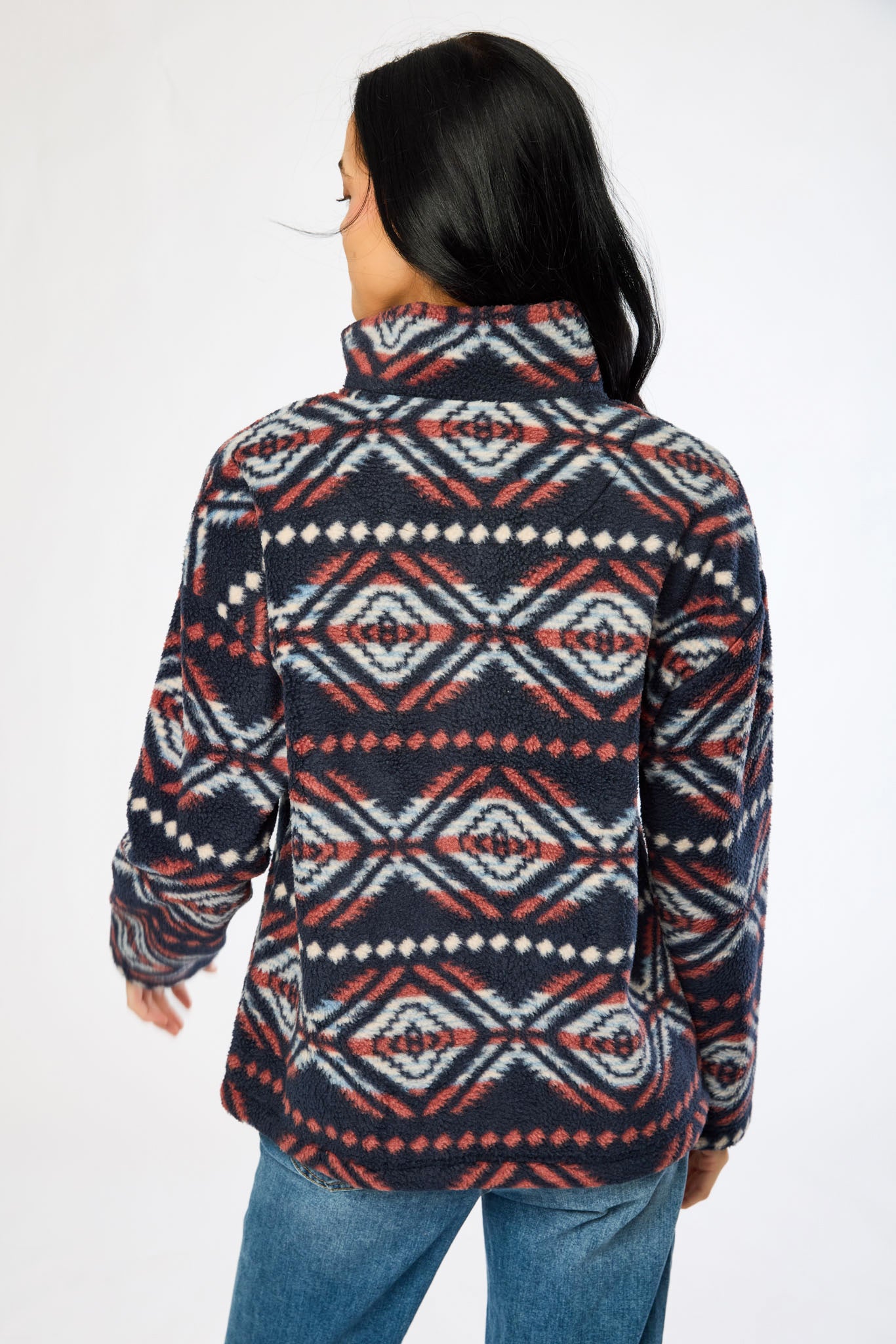 Abstract Polar Fleece Quarter Zip Sweater