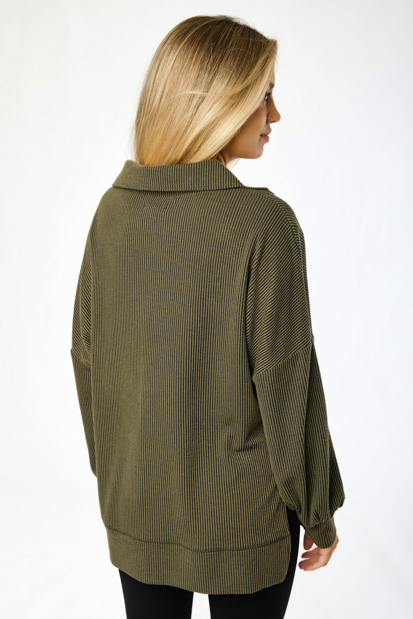 Oversized Cozy Rib Quarter Zip Top
