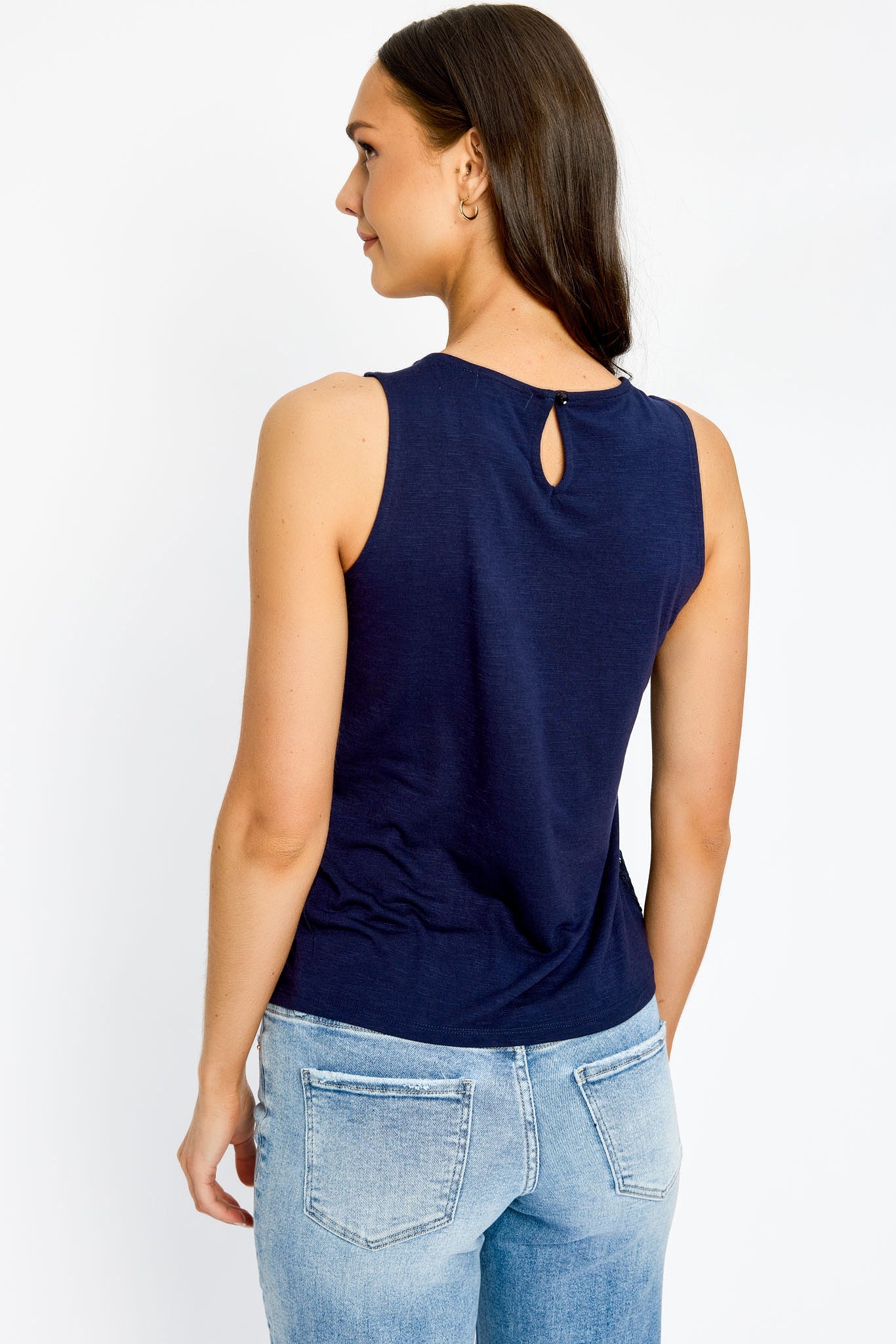 Floral Crochet Front Sleeveless Top