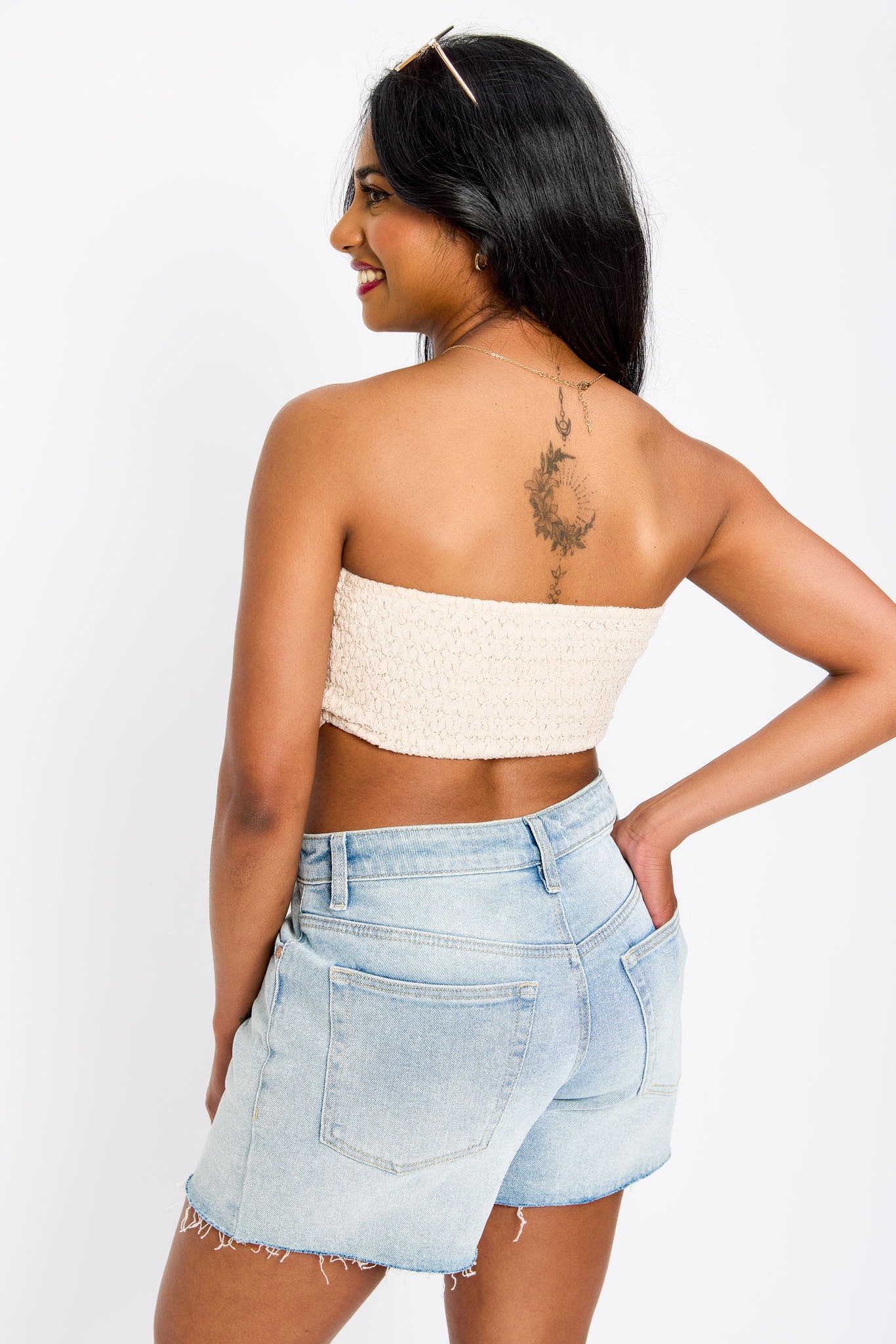 Lace Hanky-Hem Tube Top