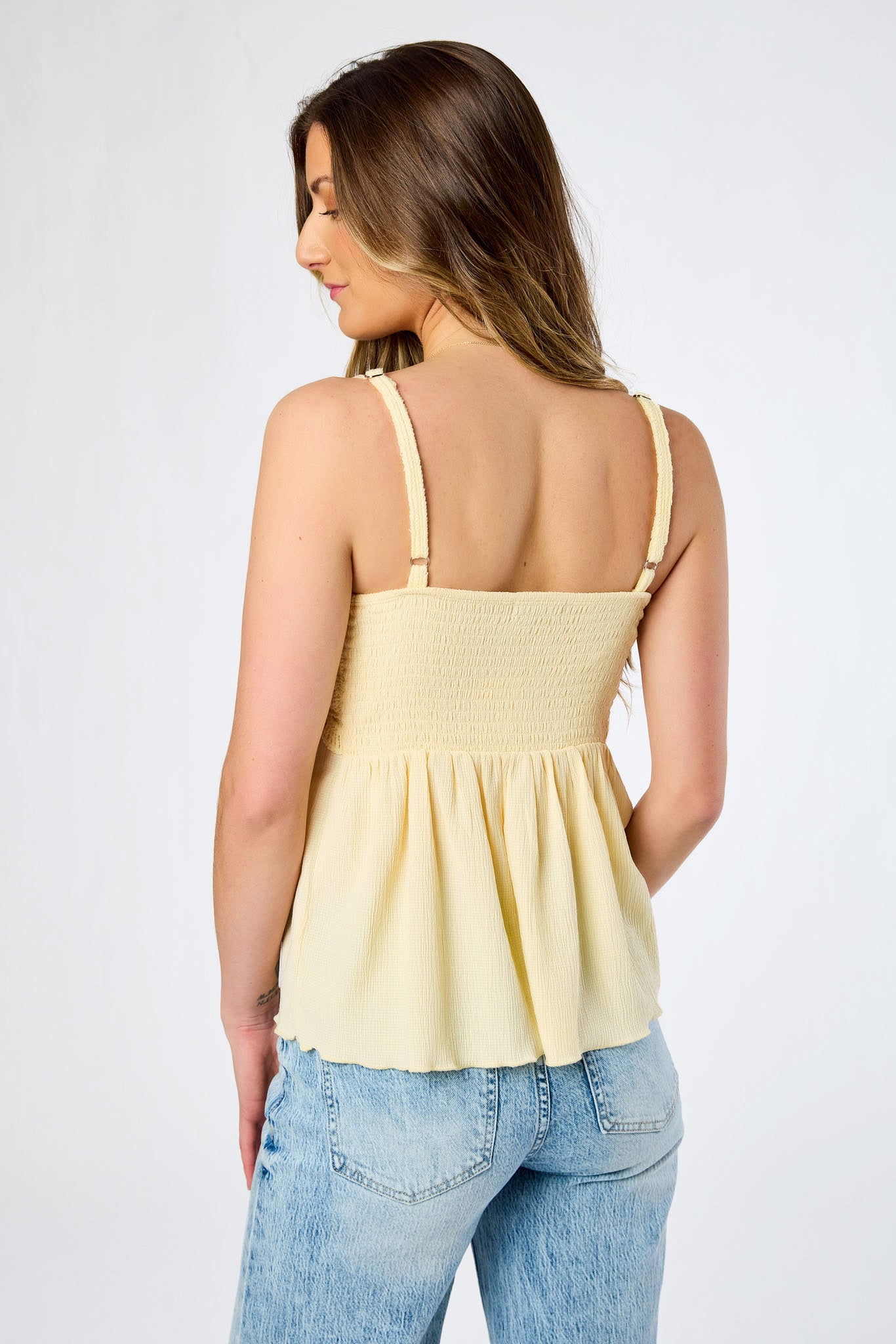 Crochet Spaghetti Strap V-Neck Babydoll Top – Eclipse